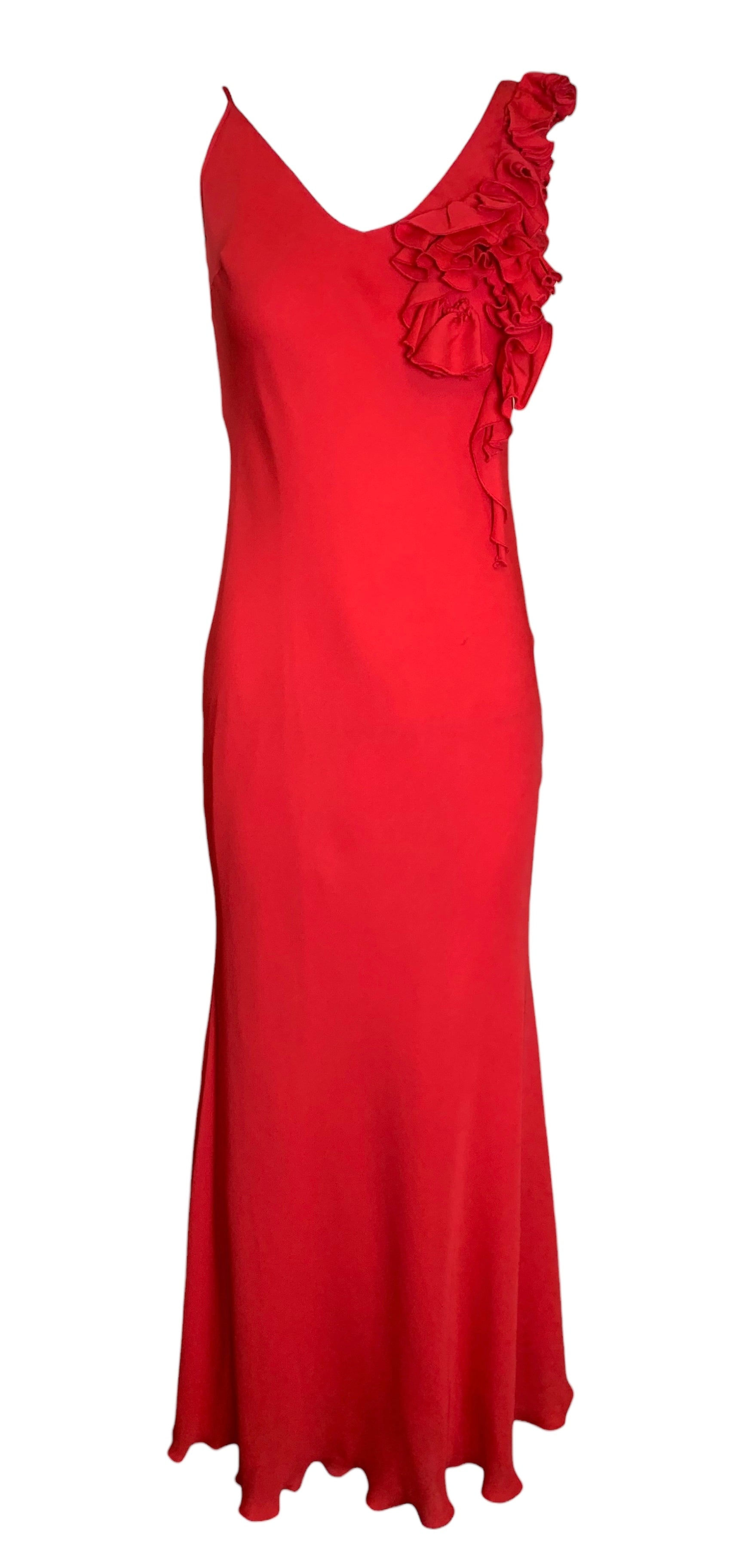 cherry red silk dress LESSLESS Wrap Silk Dress In Cherry Red X