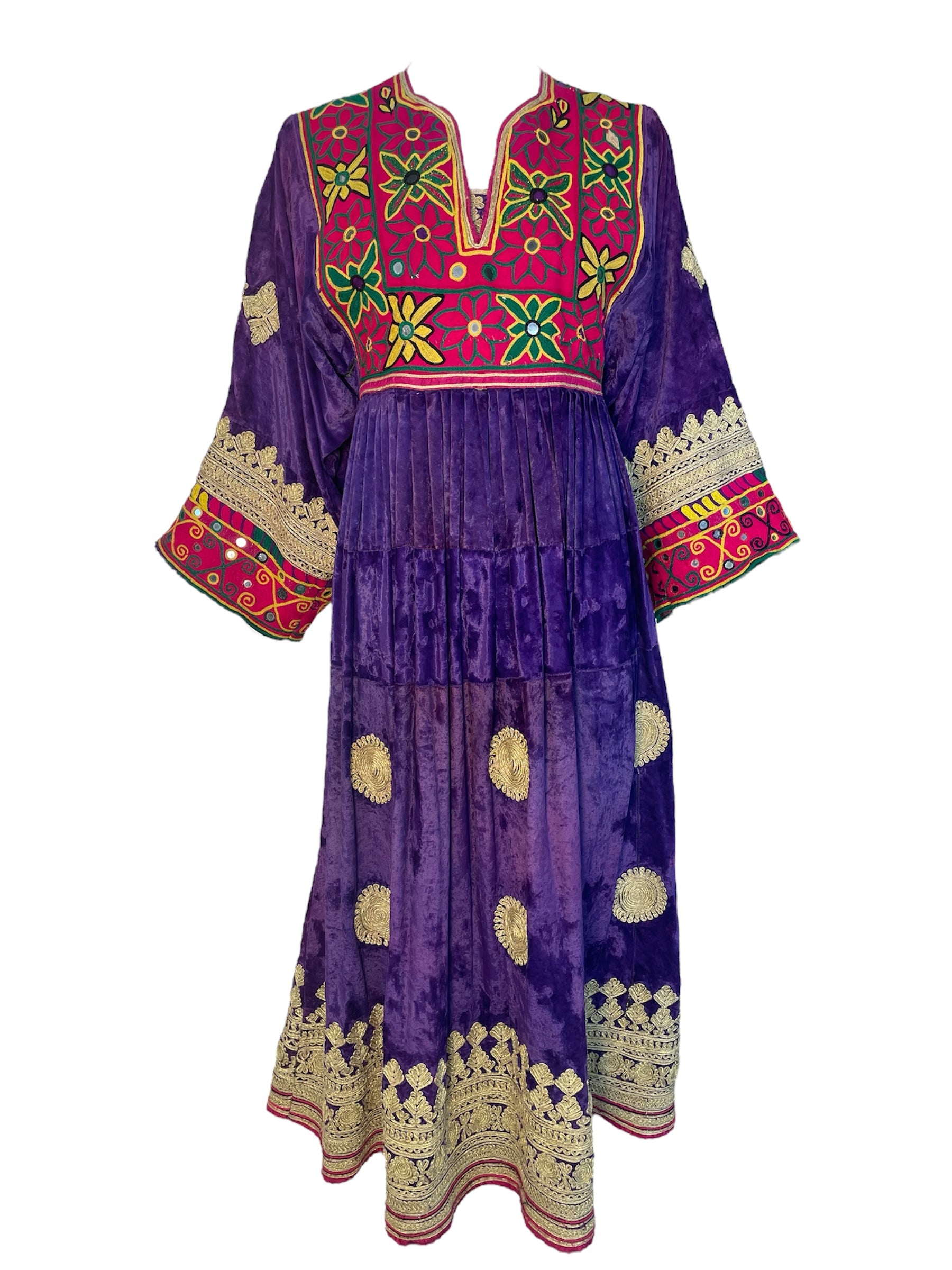 1970's Afghan Velvet Embellished and Embroidered Kuchi Dress 1970's Afghan Velvet Embellished and Embroidered Kuchi Dress