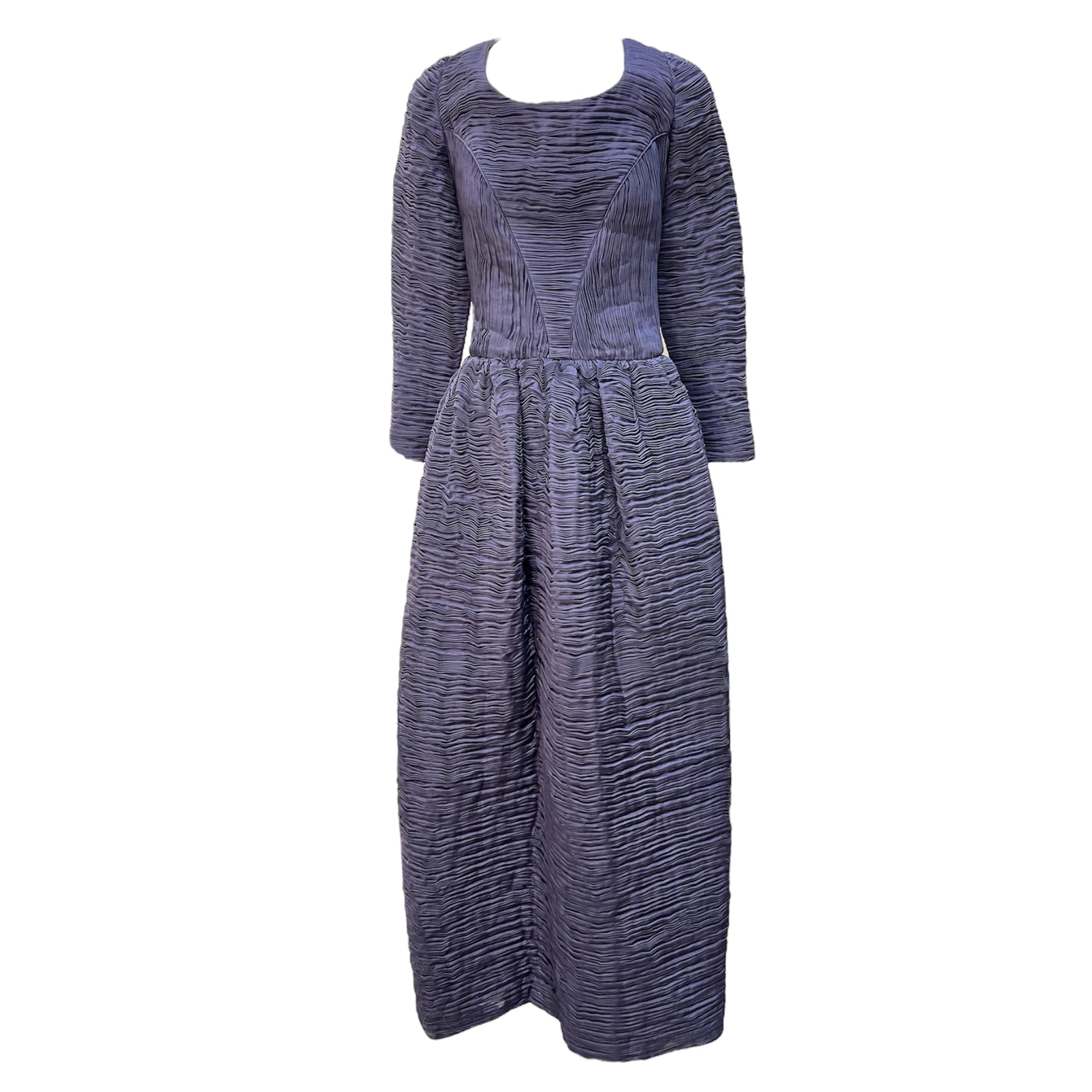 Sybil Connelly 1950's Muted Periwinkle Pleated Irish Linen Gown And Stole Sybil Connelly 1950's Muted Periwinkle Pleated Irish Linen Gown And Stole