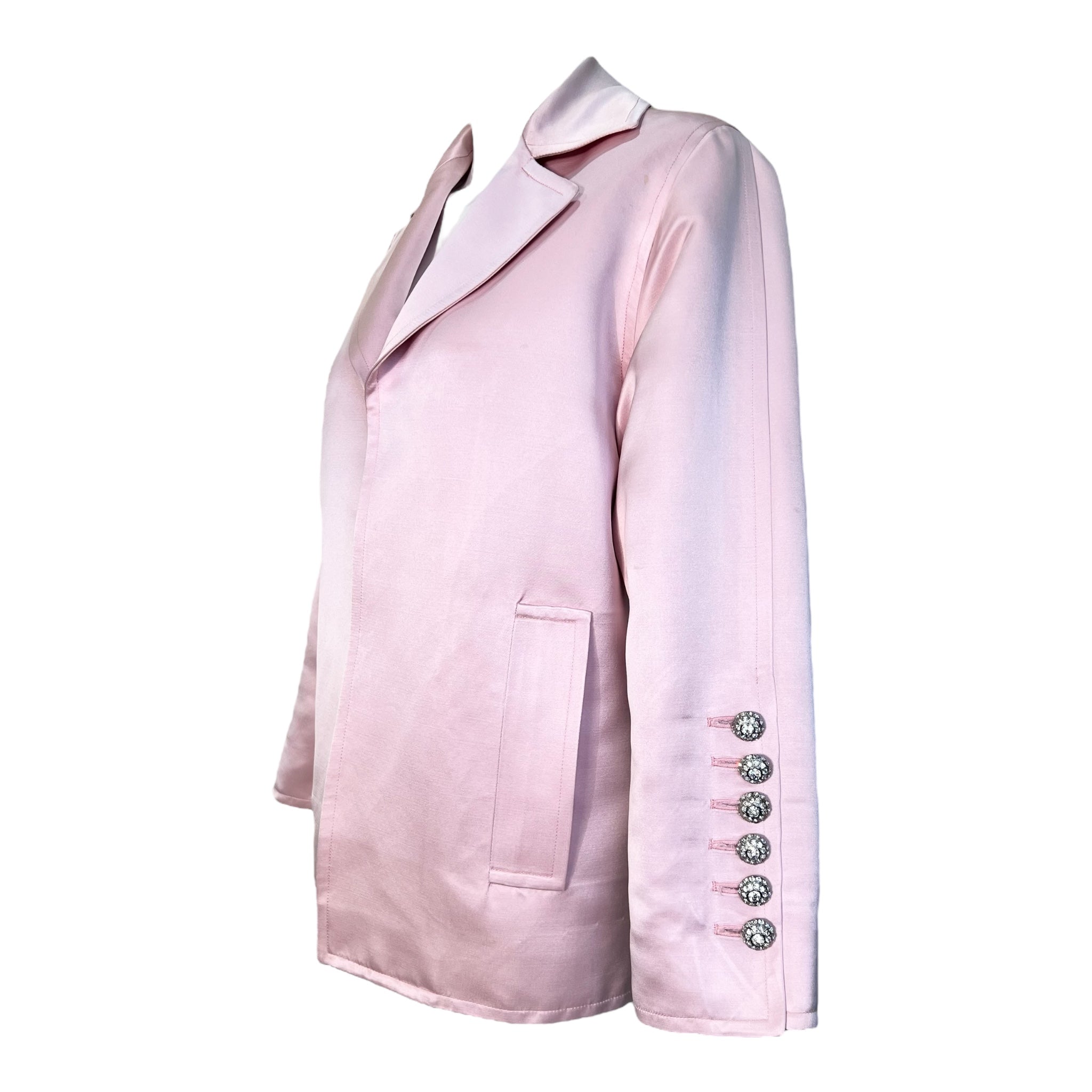 Yves Saint Laurent 1990's Pink Silk Evening Jacket, side