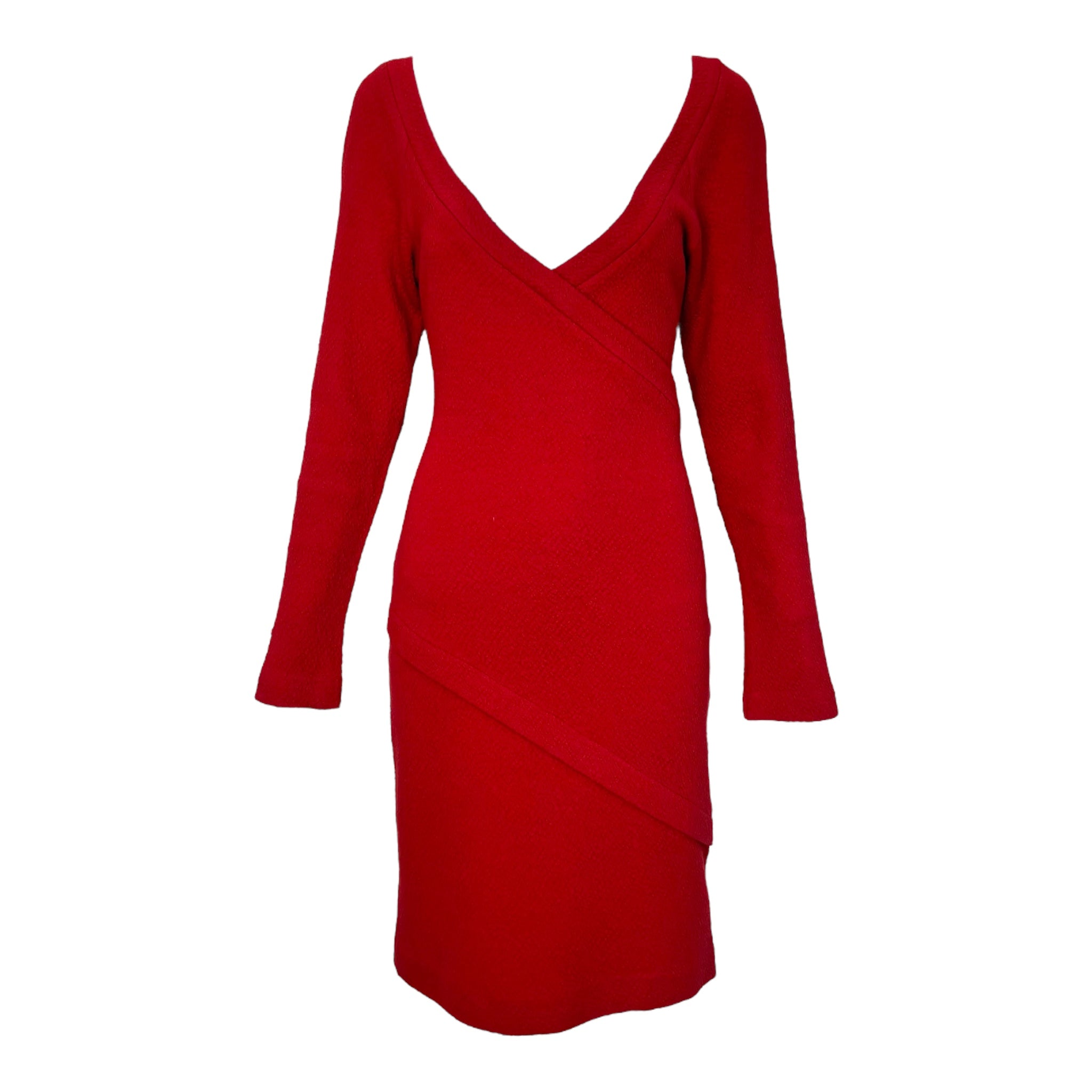 Patrick Kelly 1980's Cherry Red Knit Wrap Style Dress Patrick Kelly 1980's Cherry Red Knit Wrap Style Dress