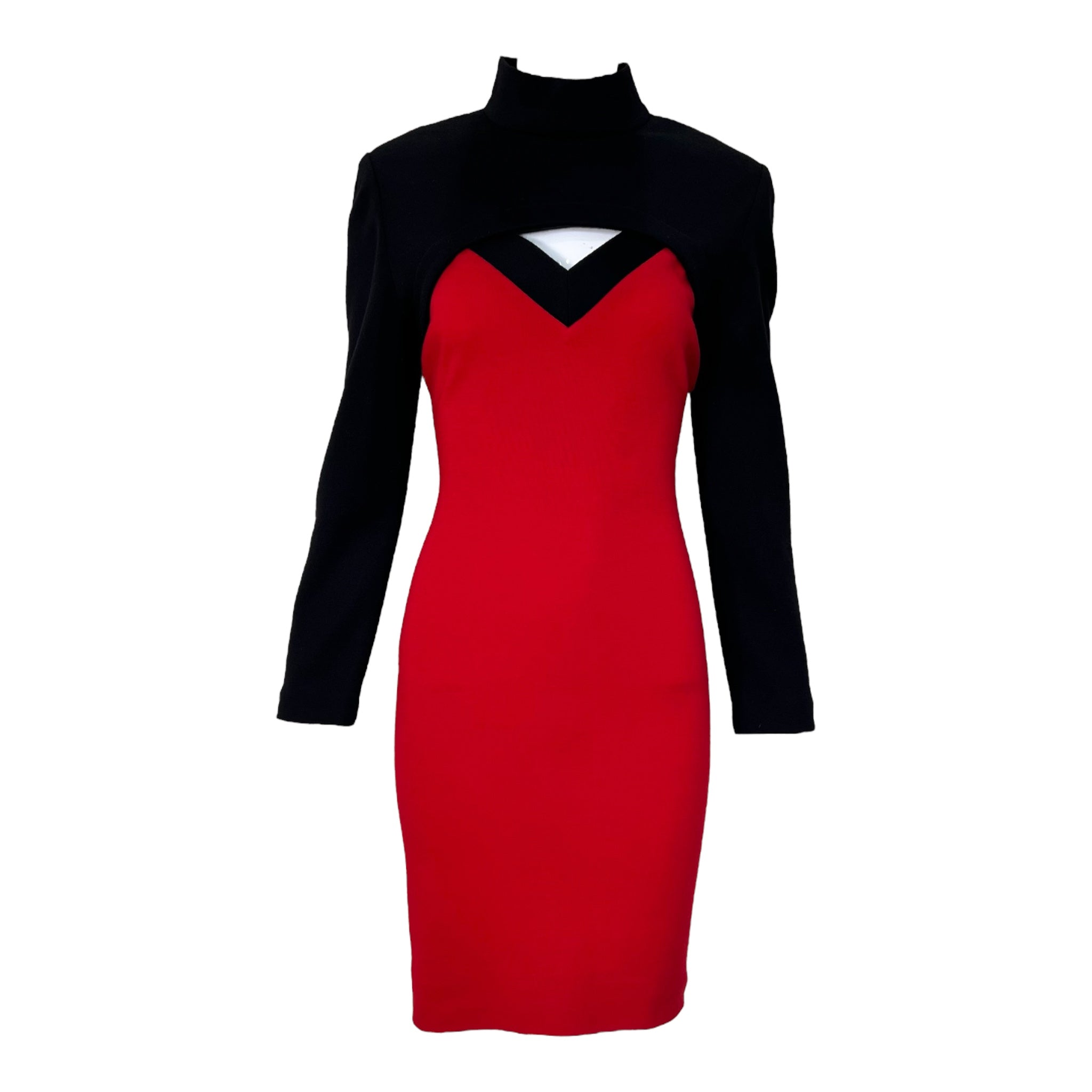 Patrick Kelly A/W 1989 Red and Black Wool Bolero Runway Dress Patrick Kelly A/W 1989 Red and Black Wool Bolero Runway Dress