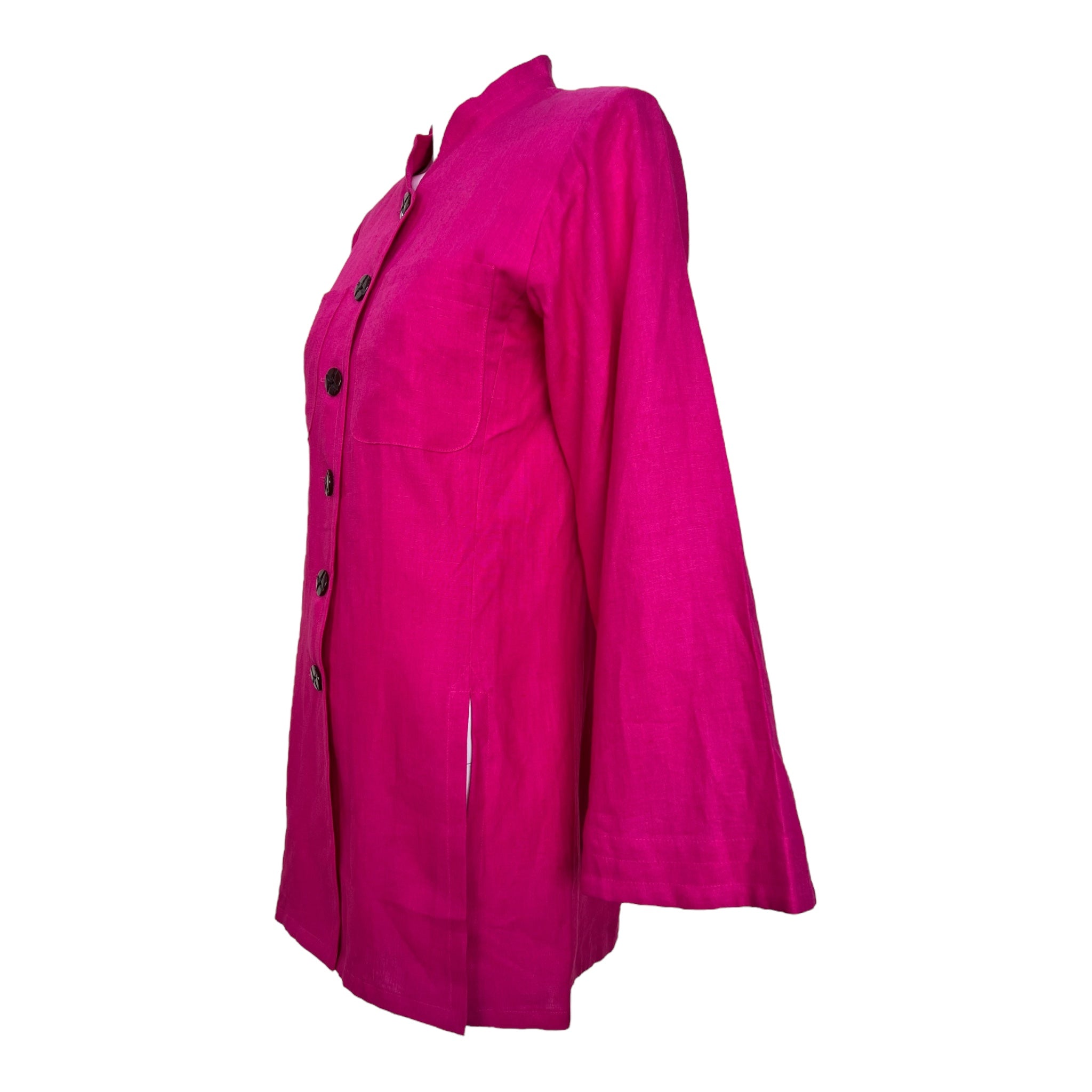 Yves Saint Laurent Rive Gauche  1990's Hot Pink Linen Jacket, side