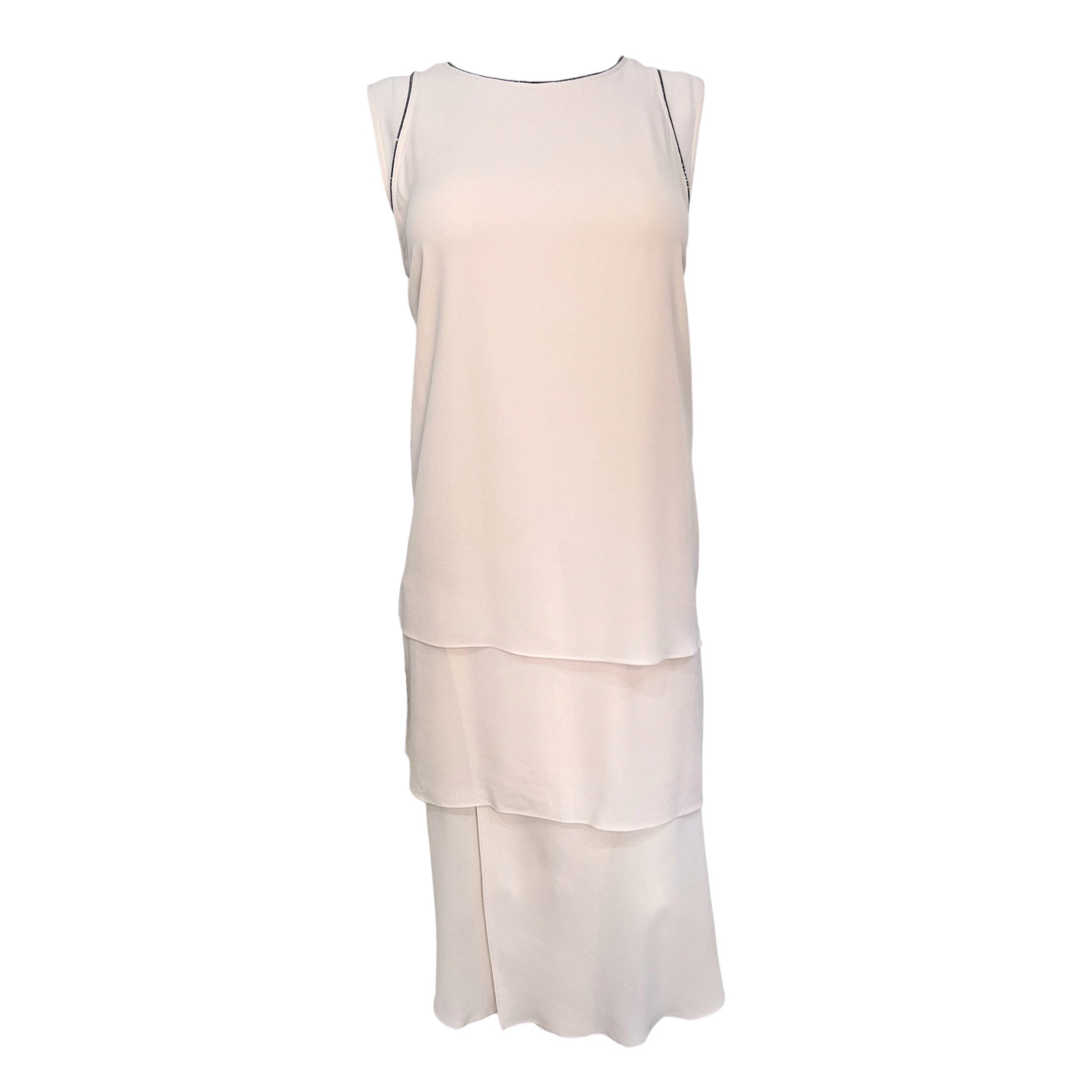 brunello cucinelli evening dresses Brunello Cucinelli strapless cream silk chiffon layered wedding gown dress M
