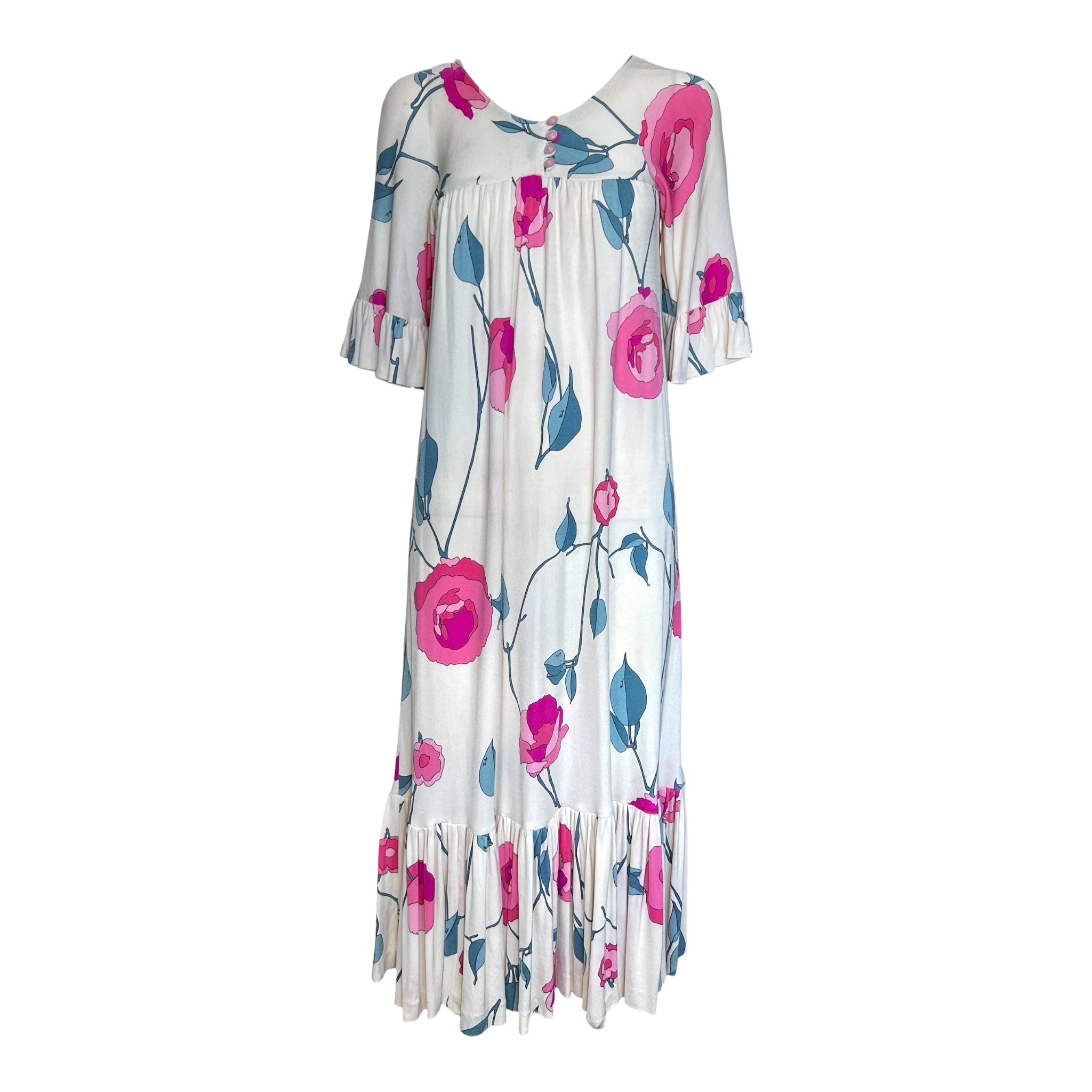 Emilio Pucci 1976 Floral Printed Silk Jersey Babydoll Dress THE WAY WE WORE Emilio Pucci 1976 Floral Printed Silk Jersey Babydoll Dress THE WAY WE WORE