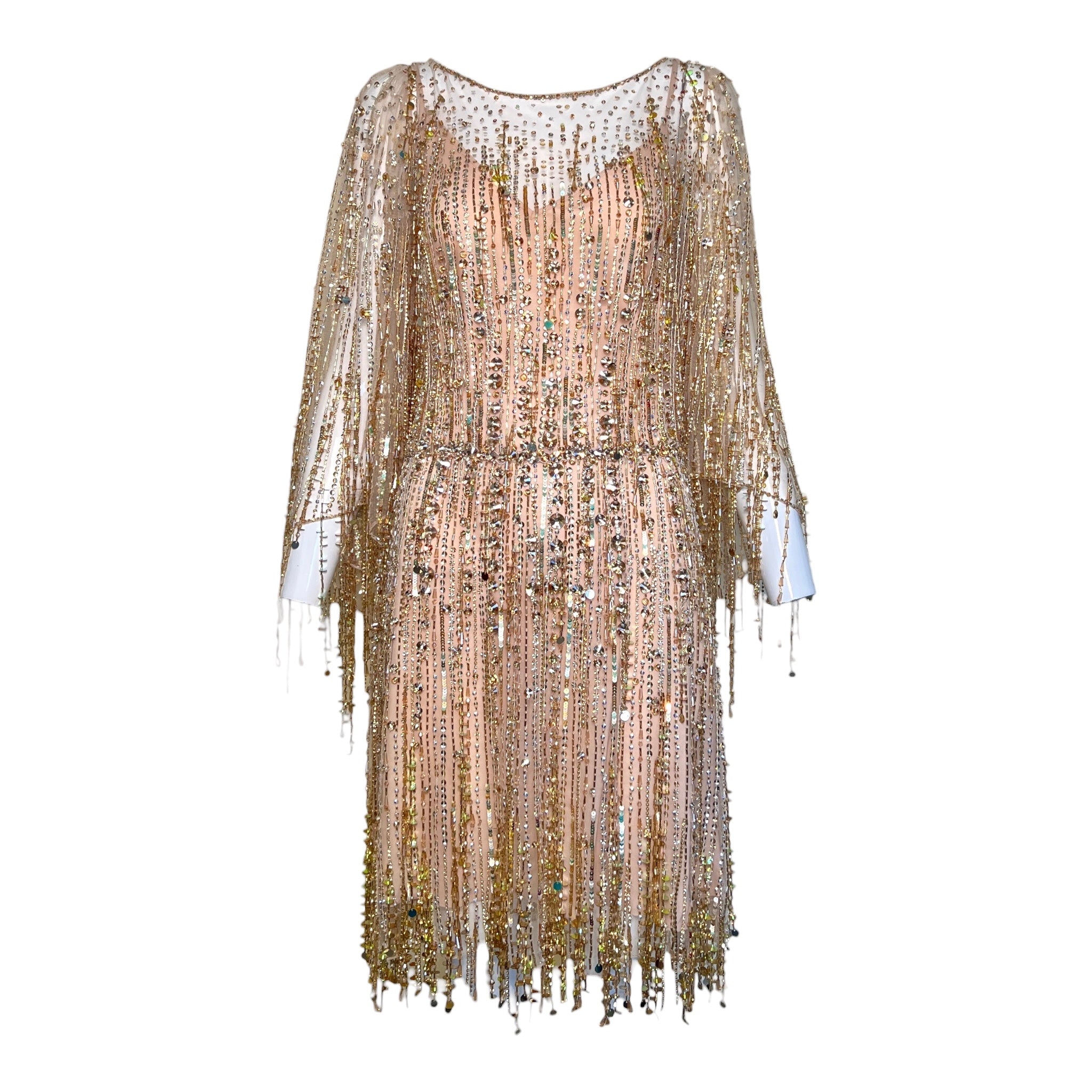 gold sequin fringe dress TIANNA Cool iron if needed Lustra Gold Sequin Fringe Dress