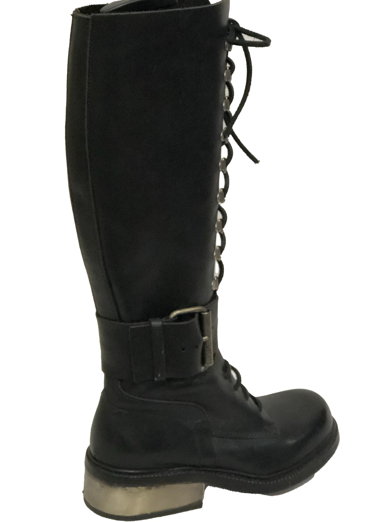 Dirk Bikkembergs 90s Tall Lace Up Boots with Buckle BACK 3 of 6