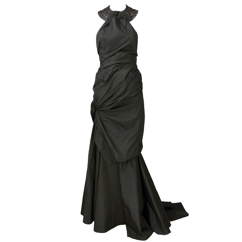 Long Black Taffeta Dress