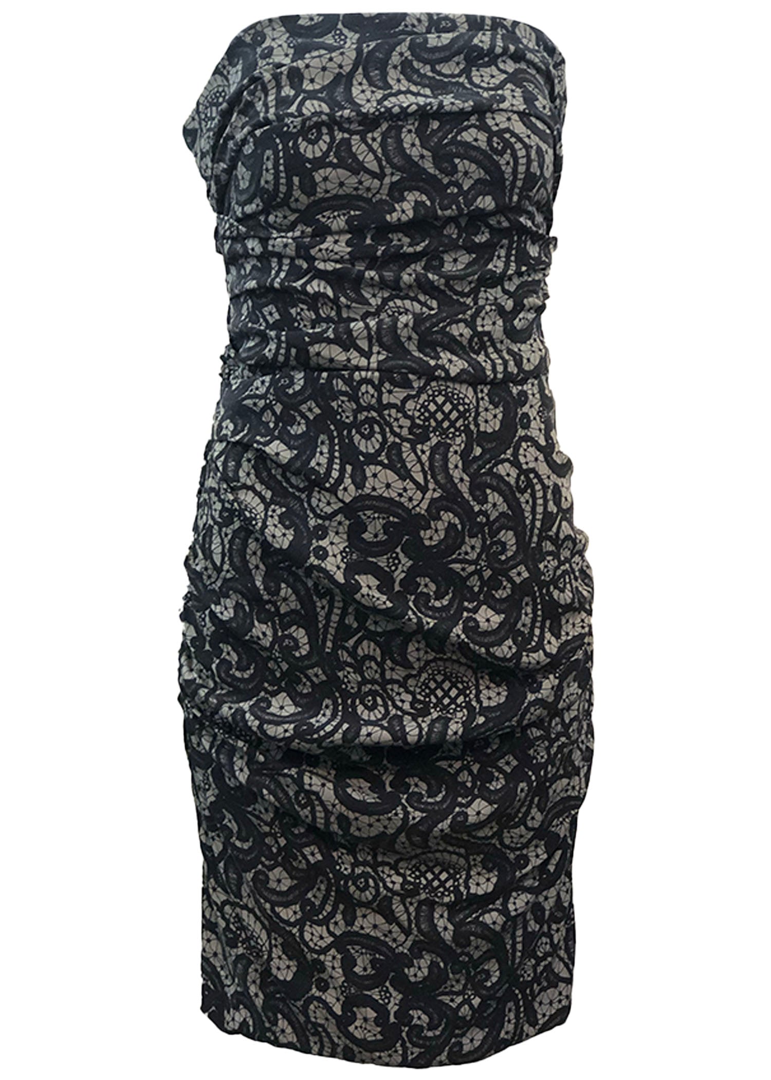 Dolce and Gabbana Y2K Black Lace Print Strapless Mini Dress THE WAY WE WORE Dolce and Gabbana Y2K Black Lace Print Strapless Mini Dress THE WAY WE WORE