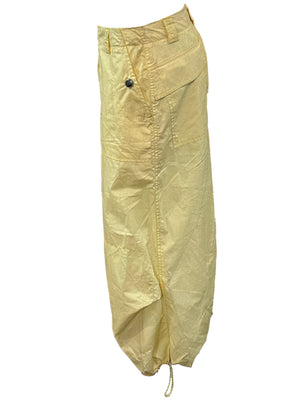 Marithe and Francois Y2K Pale Yellow Nylon Cropped Cargo Pants SIDE 2 of 5