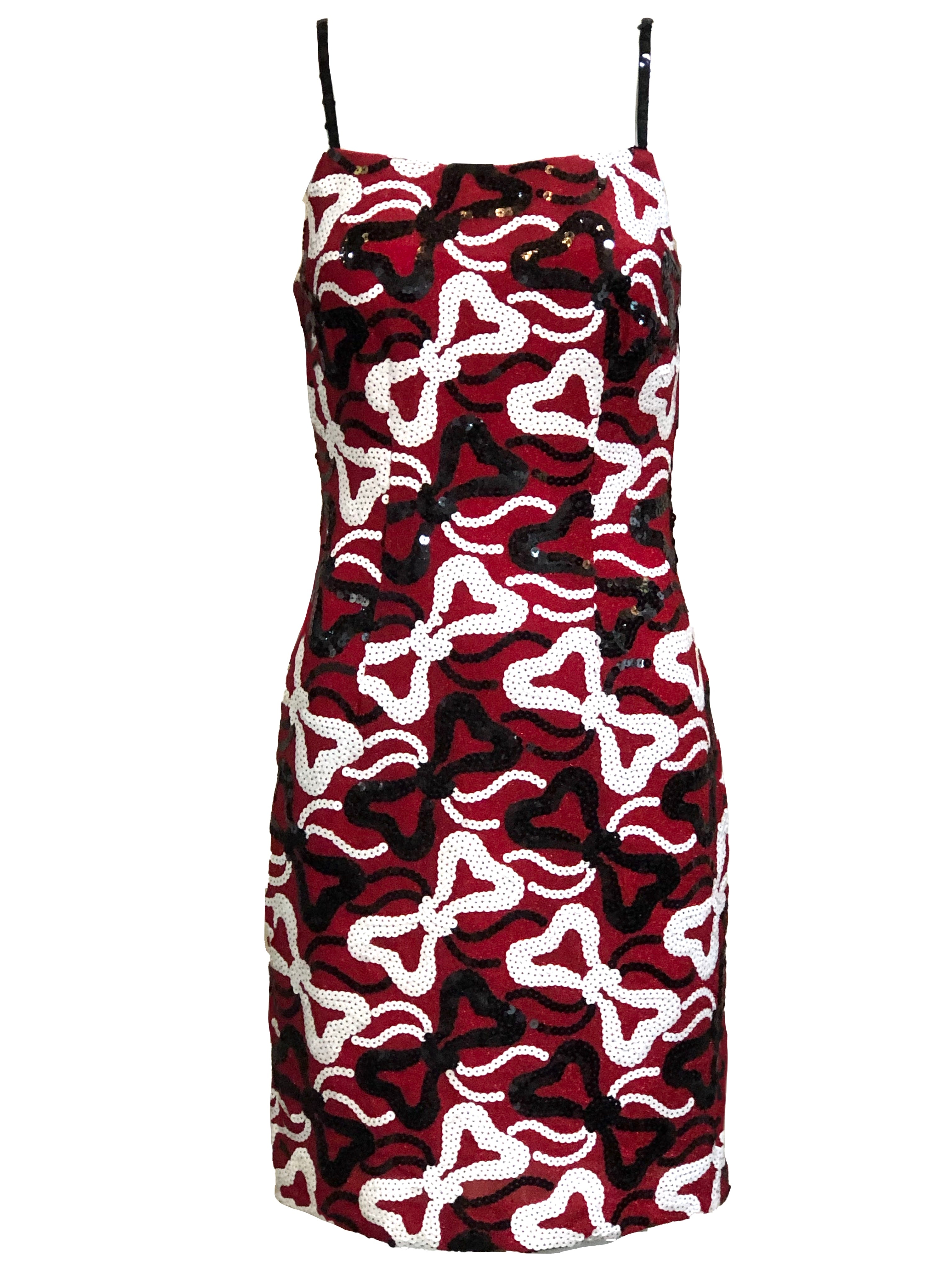 90s Red Dress with Black and White Palette Bows 90s Red Dress with Black and White Palette Bows