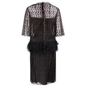 Vintage DIOR 60s Lace Strapless Overblouse & Dress, back