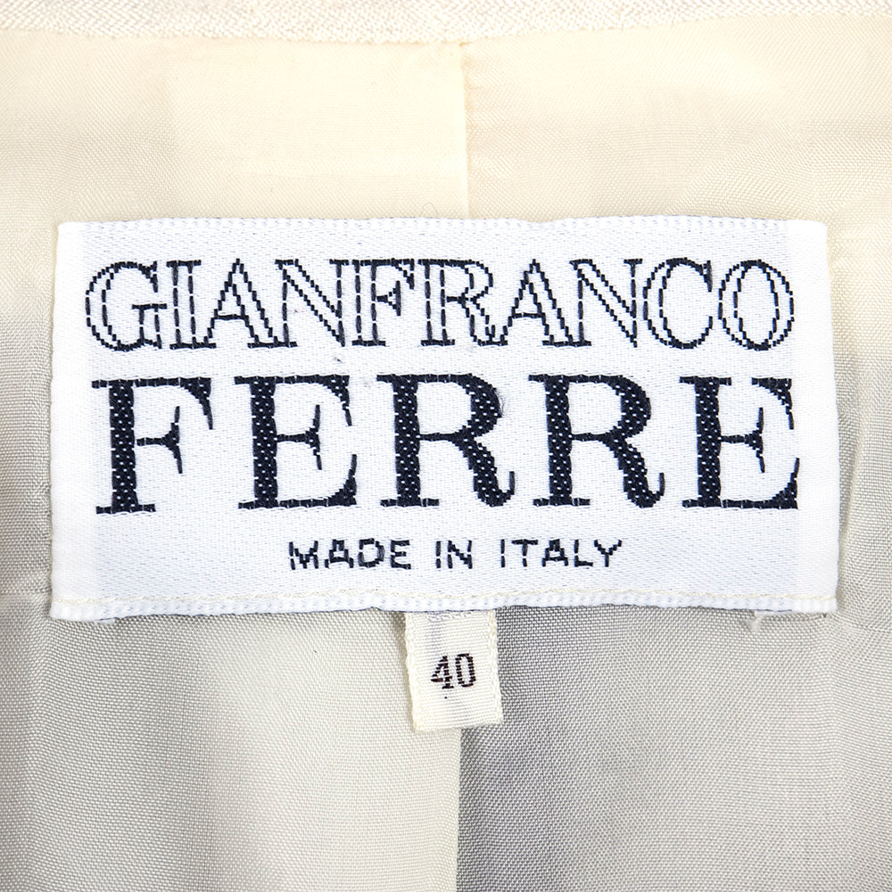 Vintage FERRE 80s Grey & White Striped Silk Ensemble, label