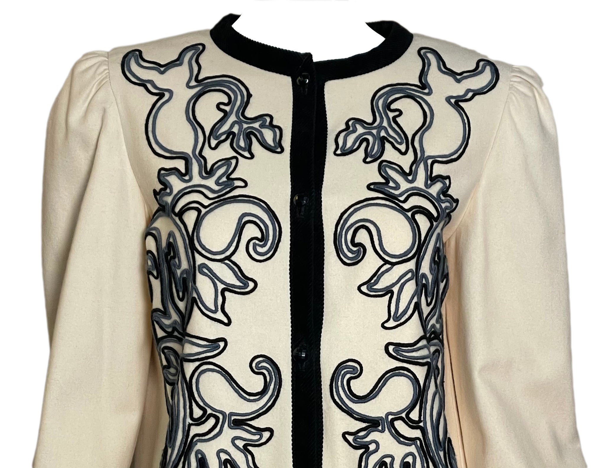 Lanvin Couture 80s Ivory Wool Jacket with Soutache  DETAIL 4 of 5