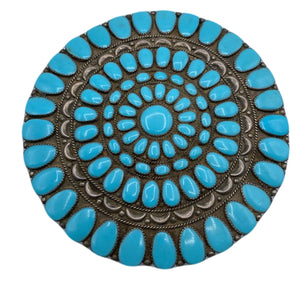 Giant Navajo Turquoise Brooch/Medallion Front 1 of 3