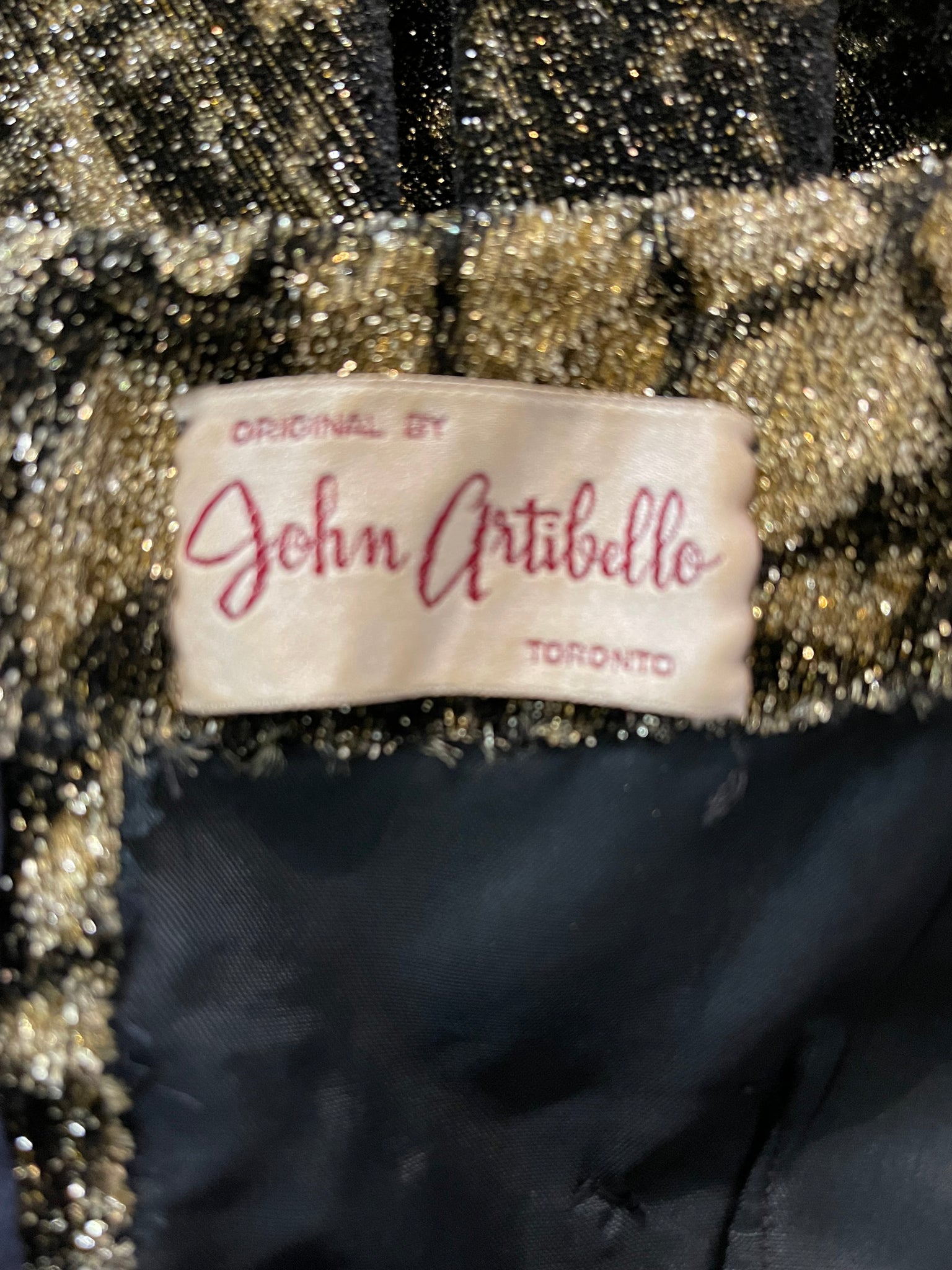 60s John Artibello Gold and Black Eyelash Party Dress LABEL 5 of 5
