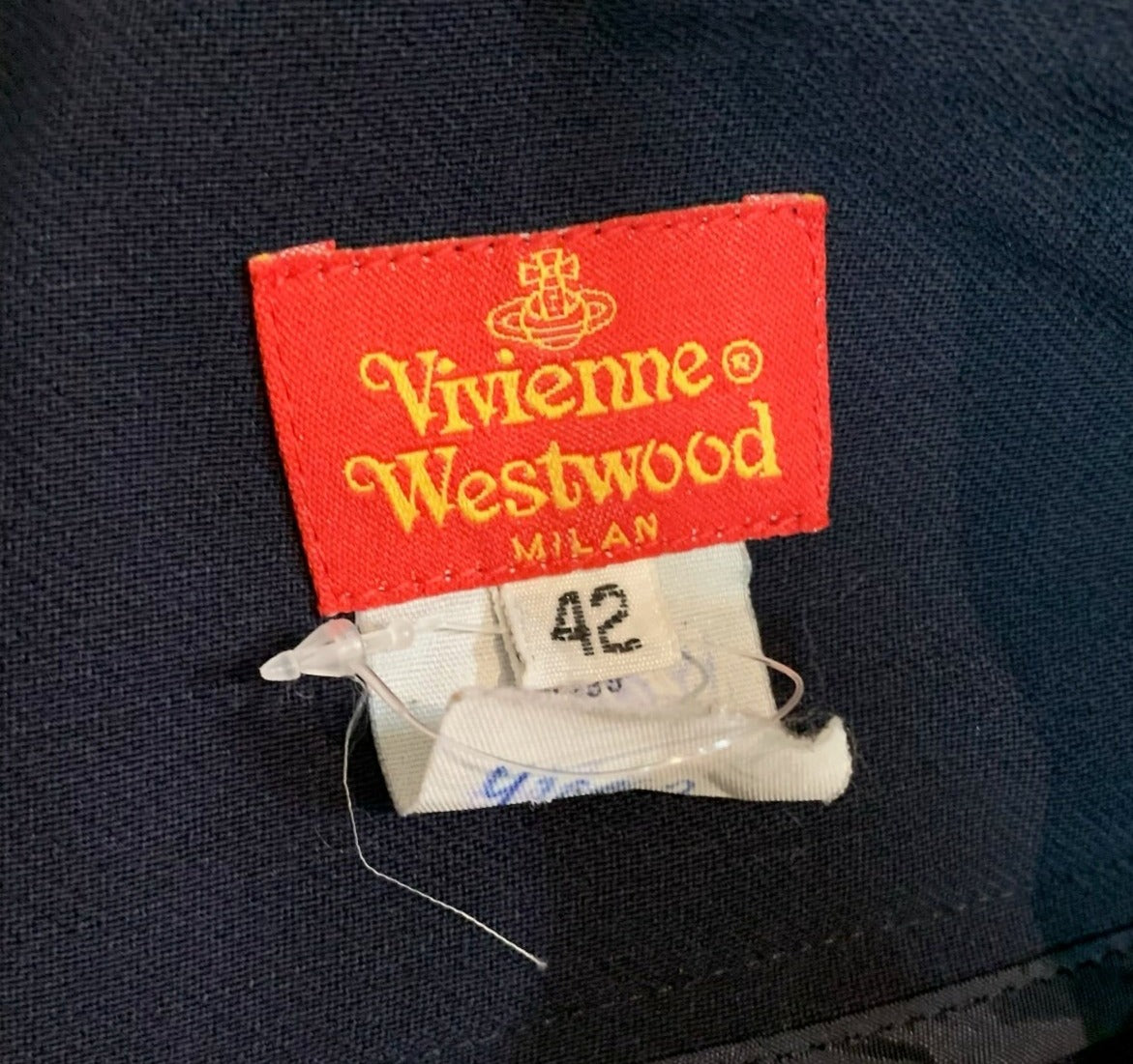 Vivienne Westwood 90s Blue Asymmetrical Wool Skirt LABEL 5 of 5
