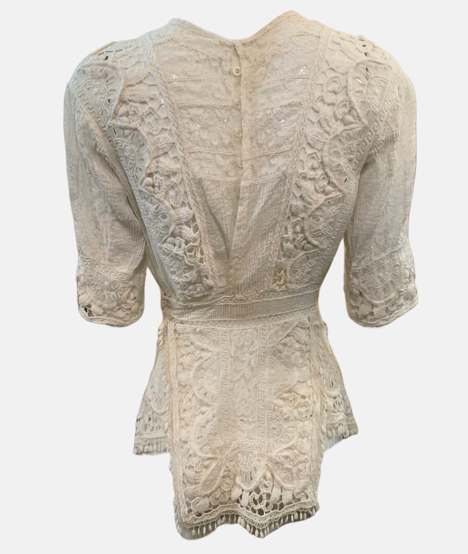  Incredible Edwardian White Blouse with Intricate Hand Done Embroidery and Lace BACK 3 of 6