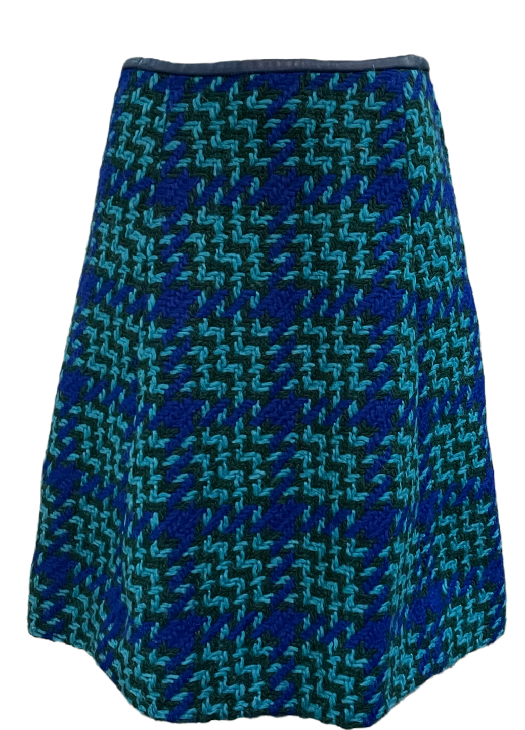 Bonnie Cashin 60s Blue Wool Plaid skirt BACK 2 of 5