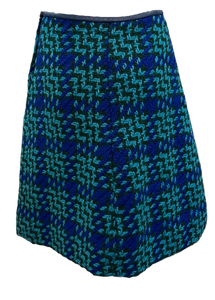 Bonnie Cashin 60s Blue Wool Plaid skirt FRONT 1 of 5