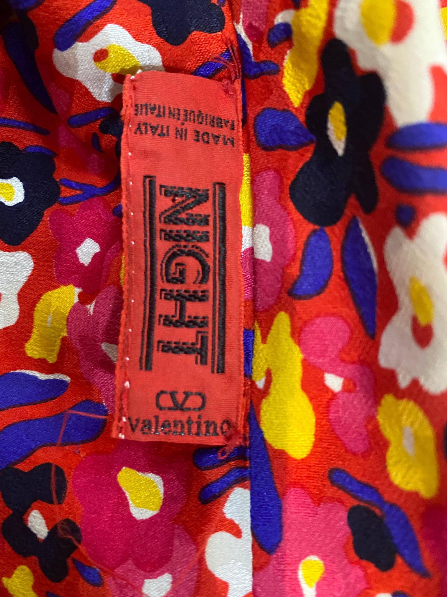 Valentino 80s Red Silk Floral Secretary Shirt Dress LABEL 5 of 5