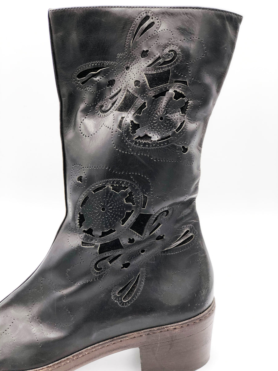 Dries van Noten 90s Boots Black Laser Cut