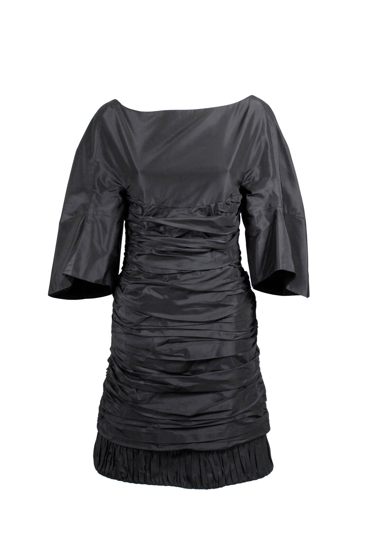 Ralph Rucci Early 2000s Black Silk Taffeta Cocktail Dress Ralph Rucci Early 2000s Black Silk Taffeta Cocktail Dress