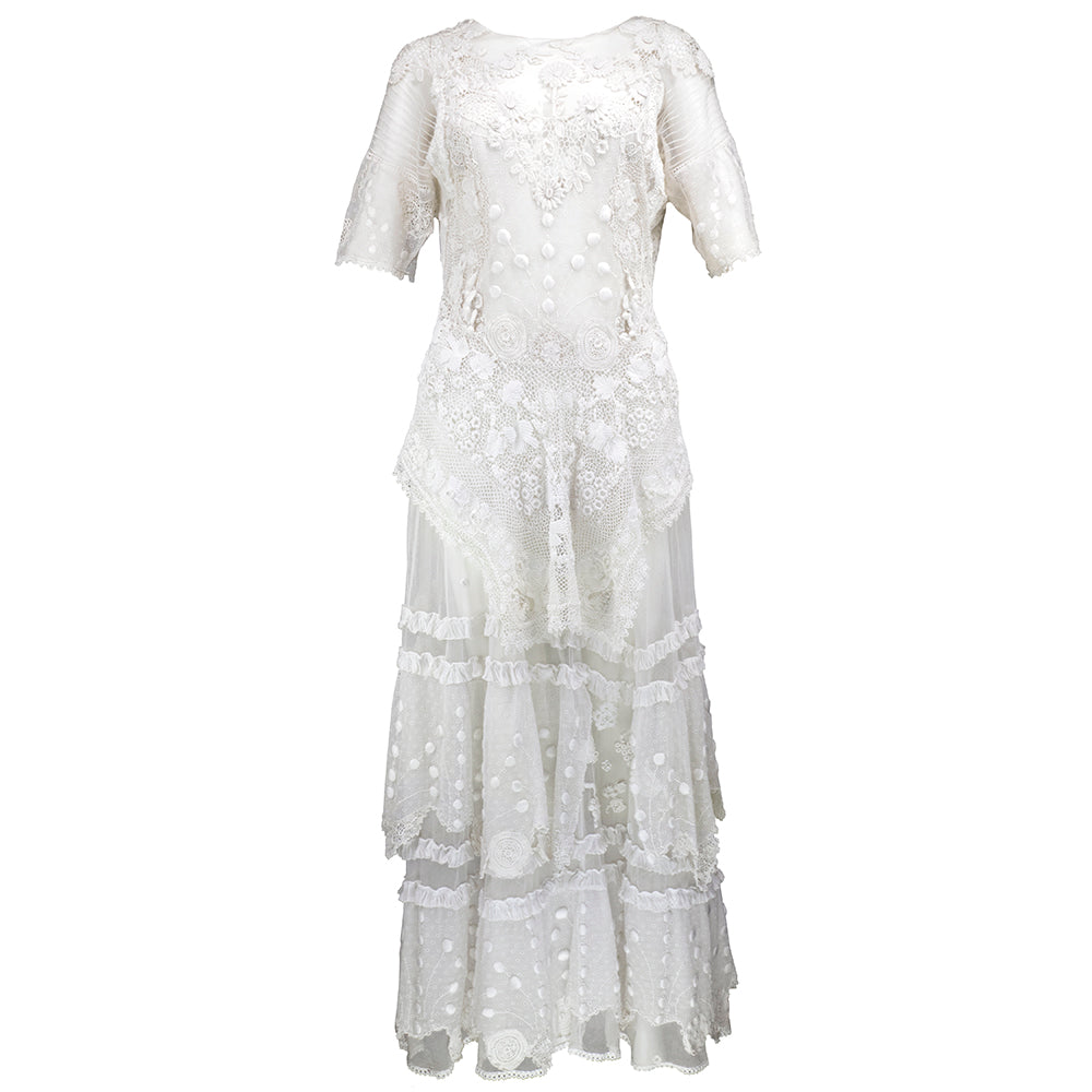 Edwardian White Irish Crochet and Hand Embroidered Lace Dress Edwardian White Irish Crochet and Hand Embroidered Lace Dress