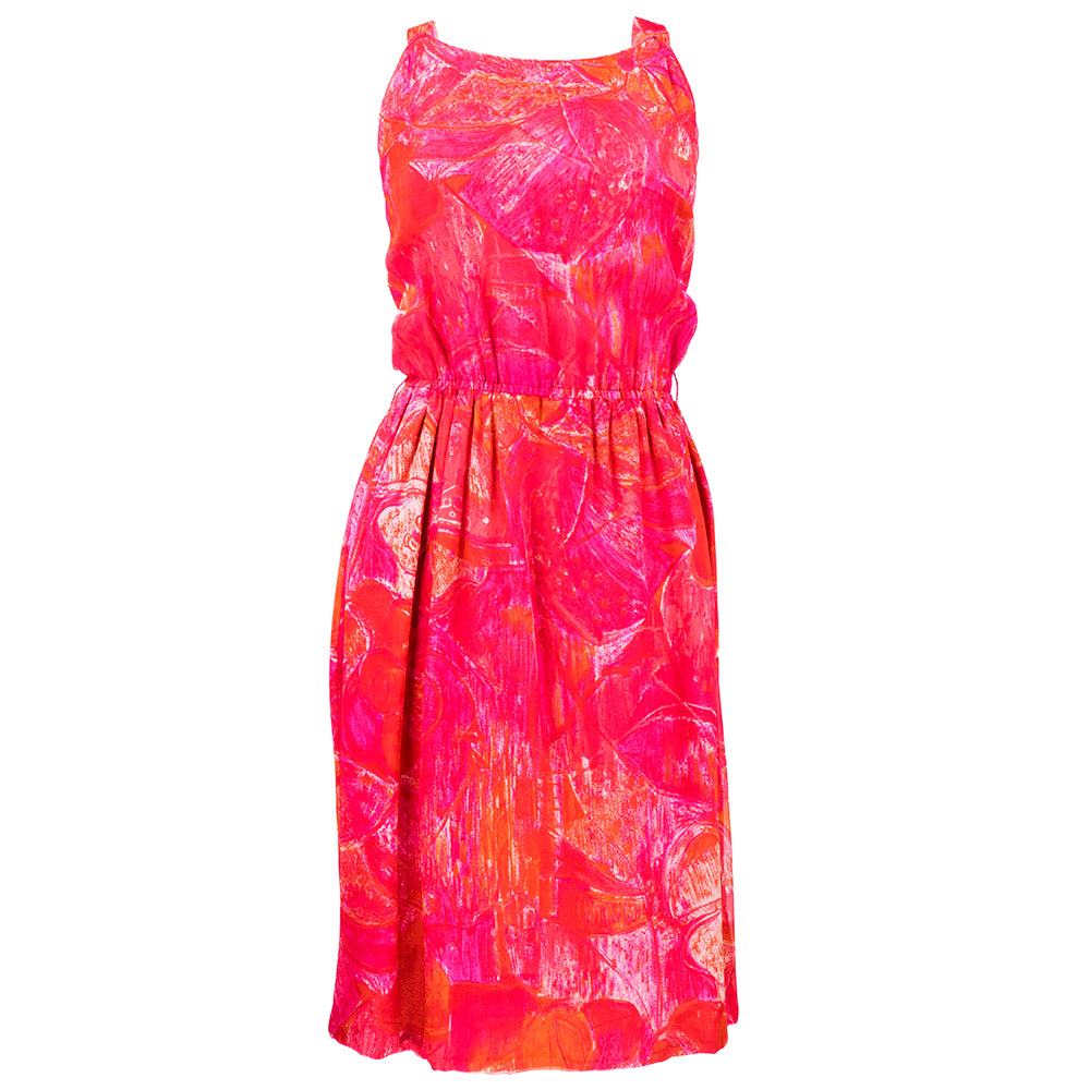 Vintage CARDIN 60s Tropical Floral Silk Cape & Dress, dress