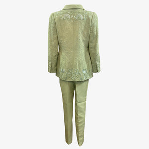 Balmain Haute Couture Mint Green Suit with Embroidery BACK 2 of 6