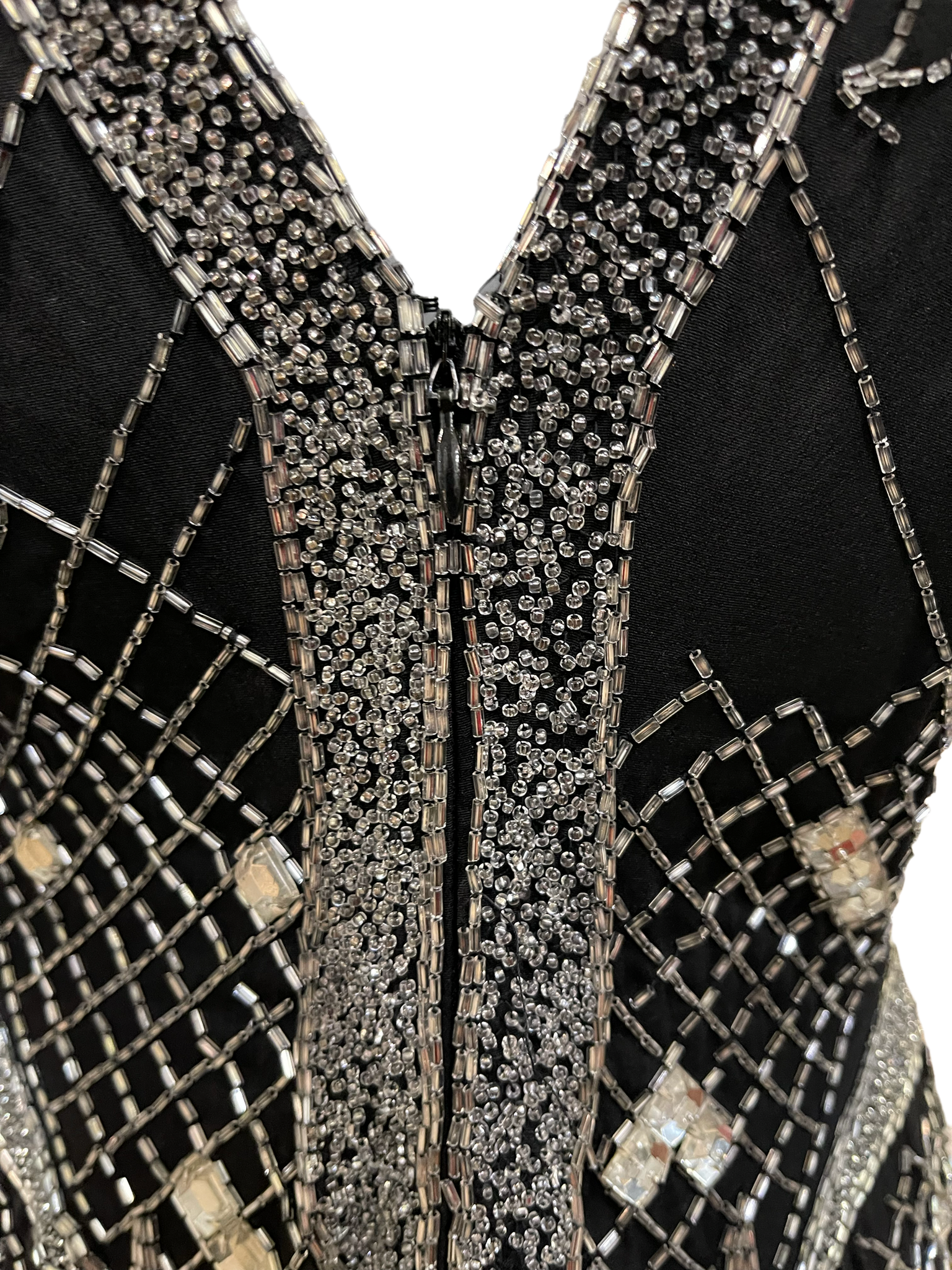 Fabrice 80s Black Beaded Cocktail Dress with Stars BACK 5 of 7