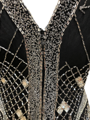 Fabrice 80s Black Beaded Cocktail Dress with Stars BACK 5 of 7