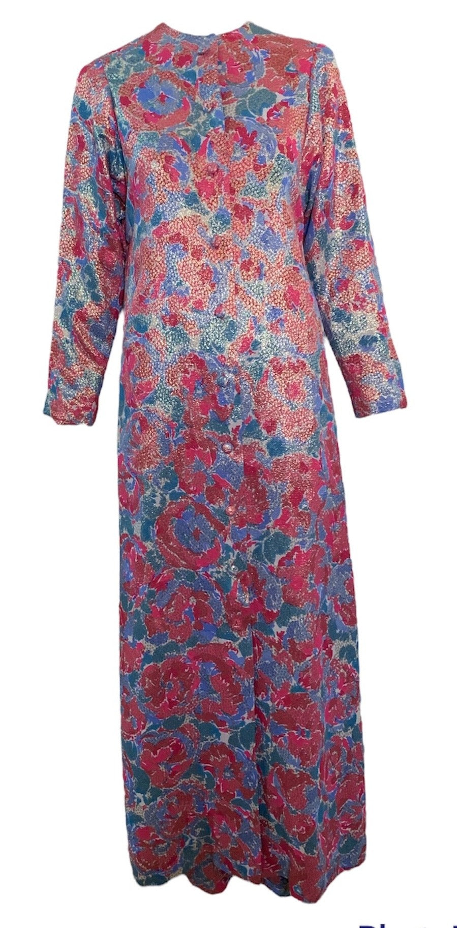 norman norell purple dress Norman Norell 70s Floral Lame Pantsuit Ensemble