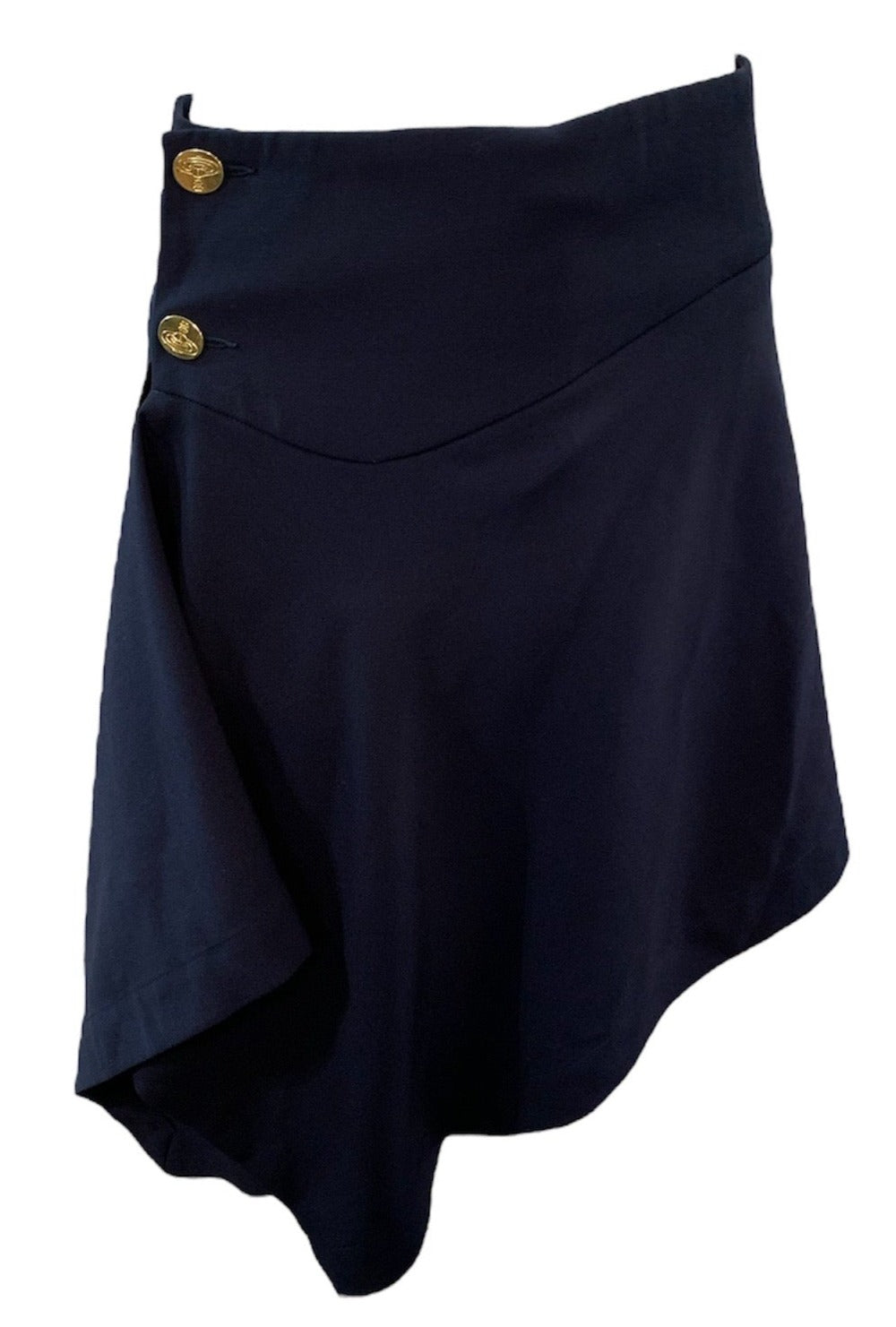 Vivienne Westwood 90s Blue Asymmetrical Wool Skirt FRONT 1 of 5