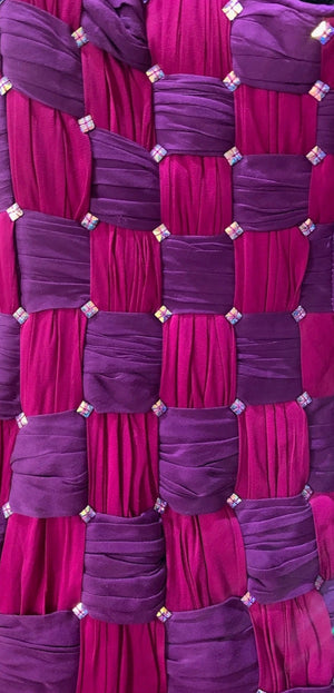 Michael Casey 80s Strapless Magenta and Purple Chiffon Mini Dress DETAIL 4 of 5