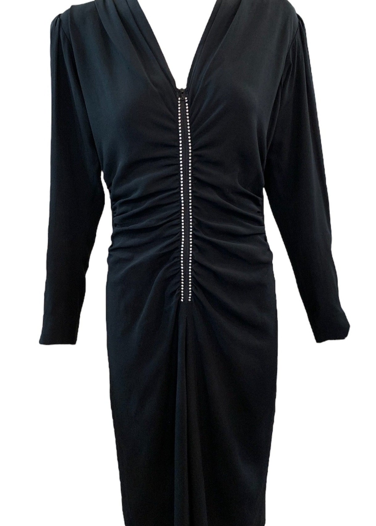 YSL Rive Gauche 80s Black Cocktail  Dress with Rhinestones FRONT 1 of 5
