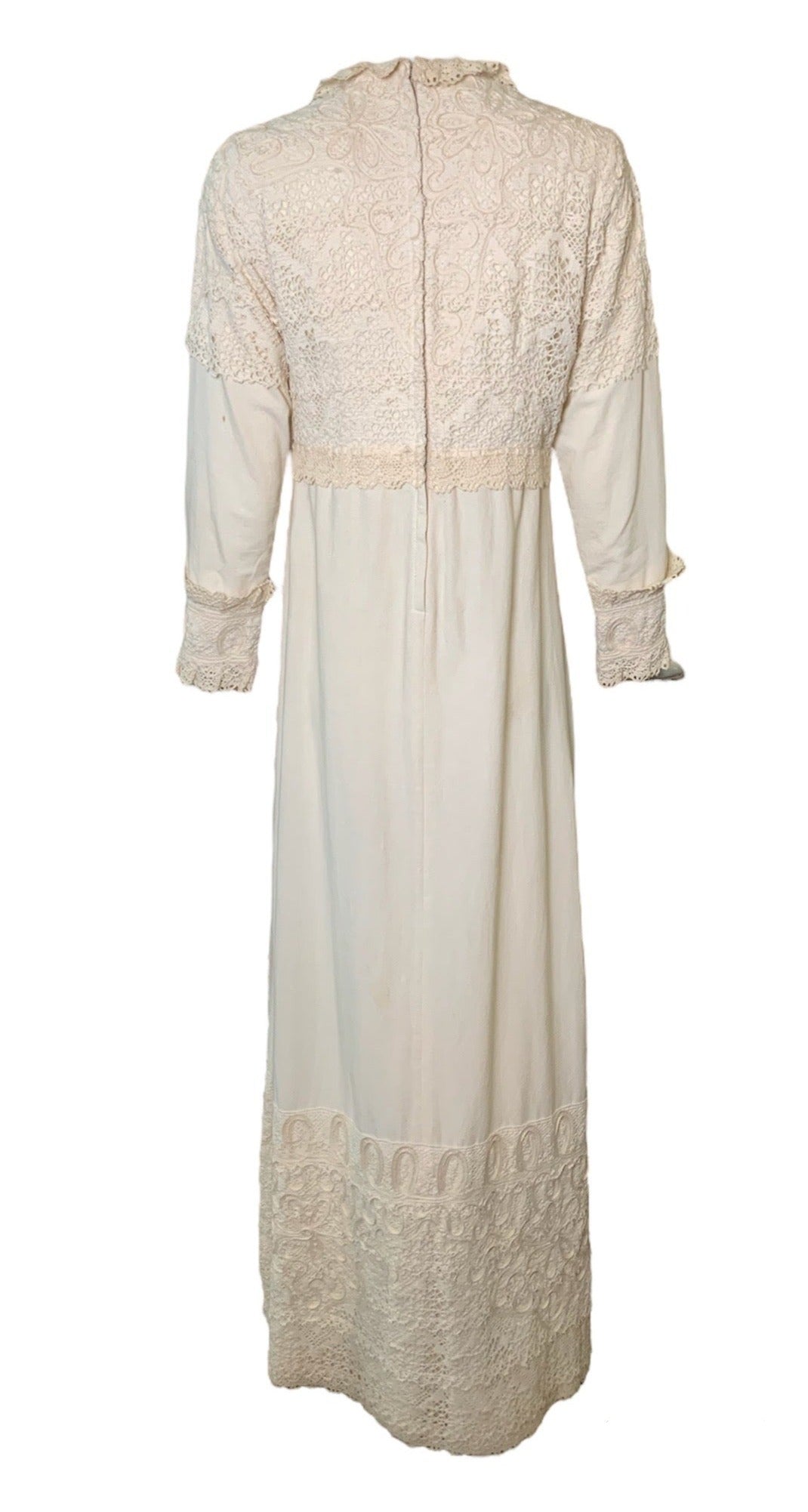  Fred Leighton 60s ivory cotton peasant style maxi dress BACK 3 of 5
