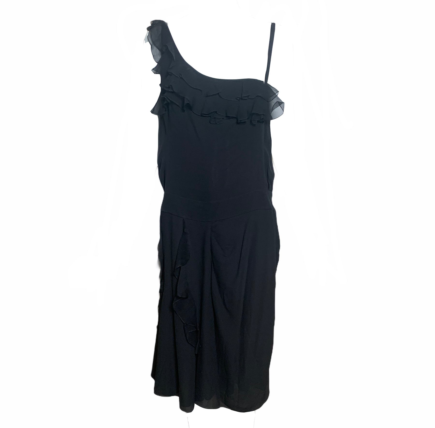 John Galliano 1990's Black Silk Chiffon 1930's Style Flutter Cocktail THE WAY WE WORE John Galliano 1990's Black Silk Chiffon 1930's Style Flutter Cocktail THE WAY WE WORE