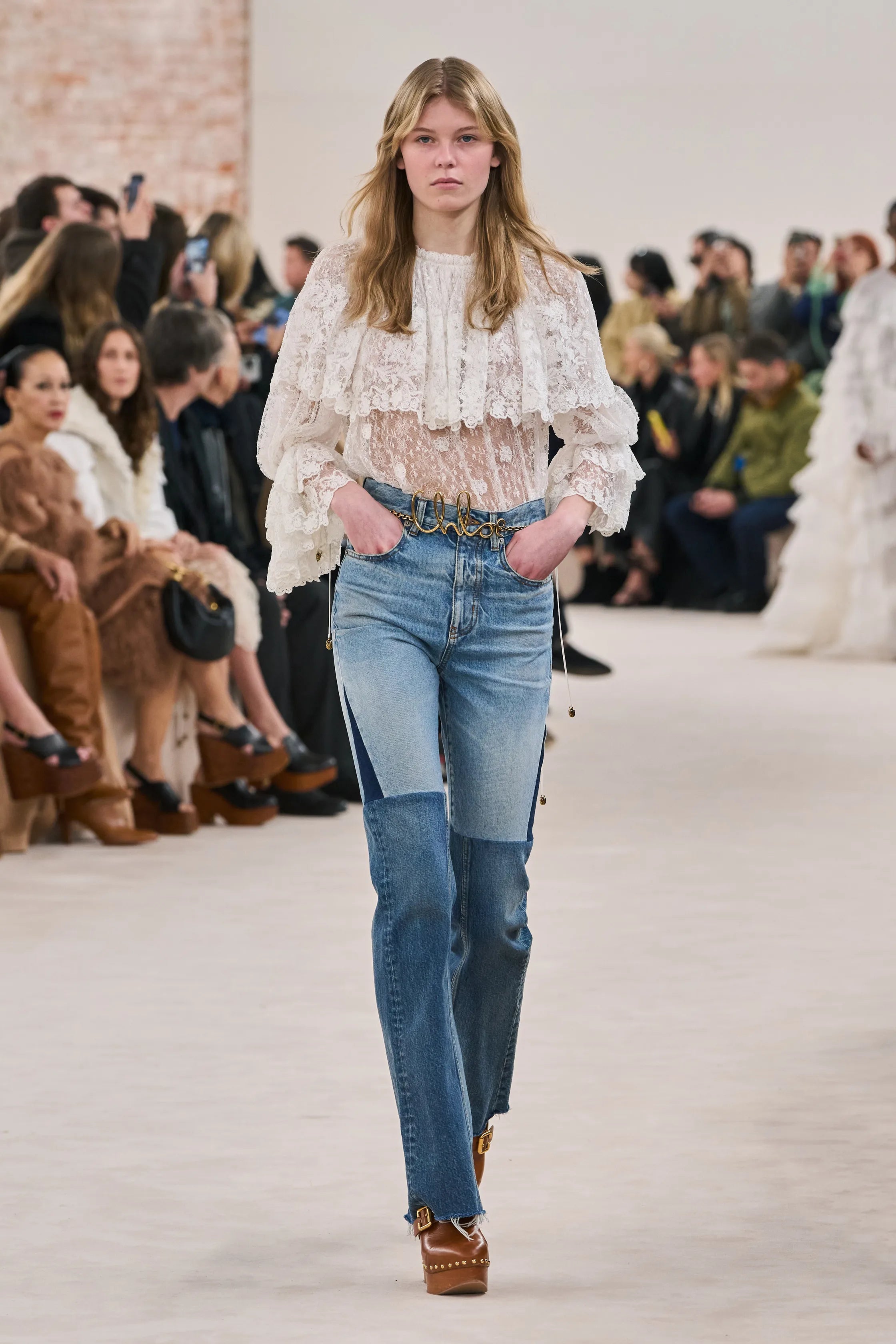 Chloé F/W24 White Neo-Victorian Lace Blouse, runway