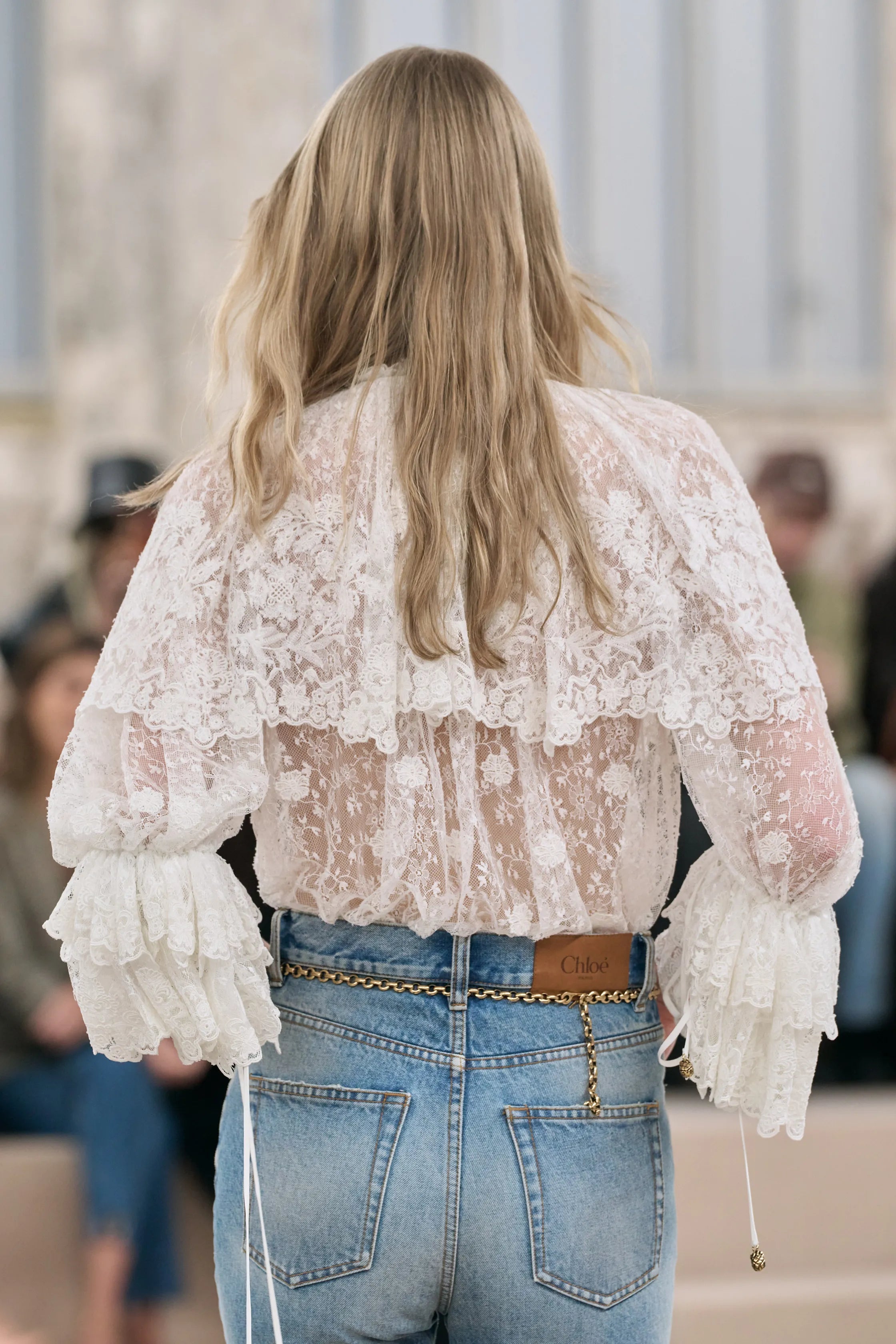 Chloé F/W24 White Neo-Victorian Lace Blouse, runway 2