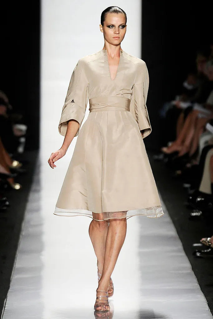 Chado Ralph Rucci S/S 2009 Champagne Silk Trapunto Dress, runway