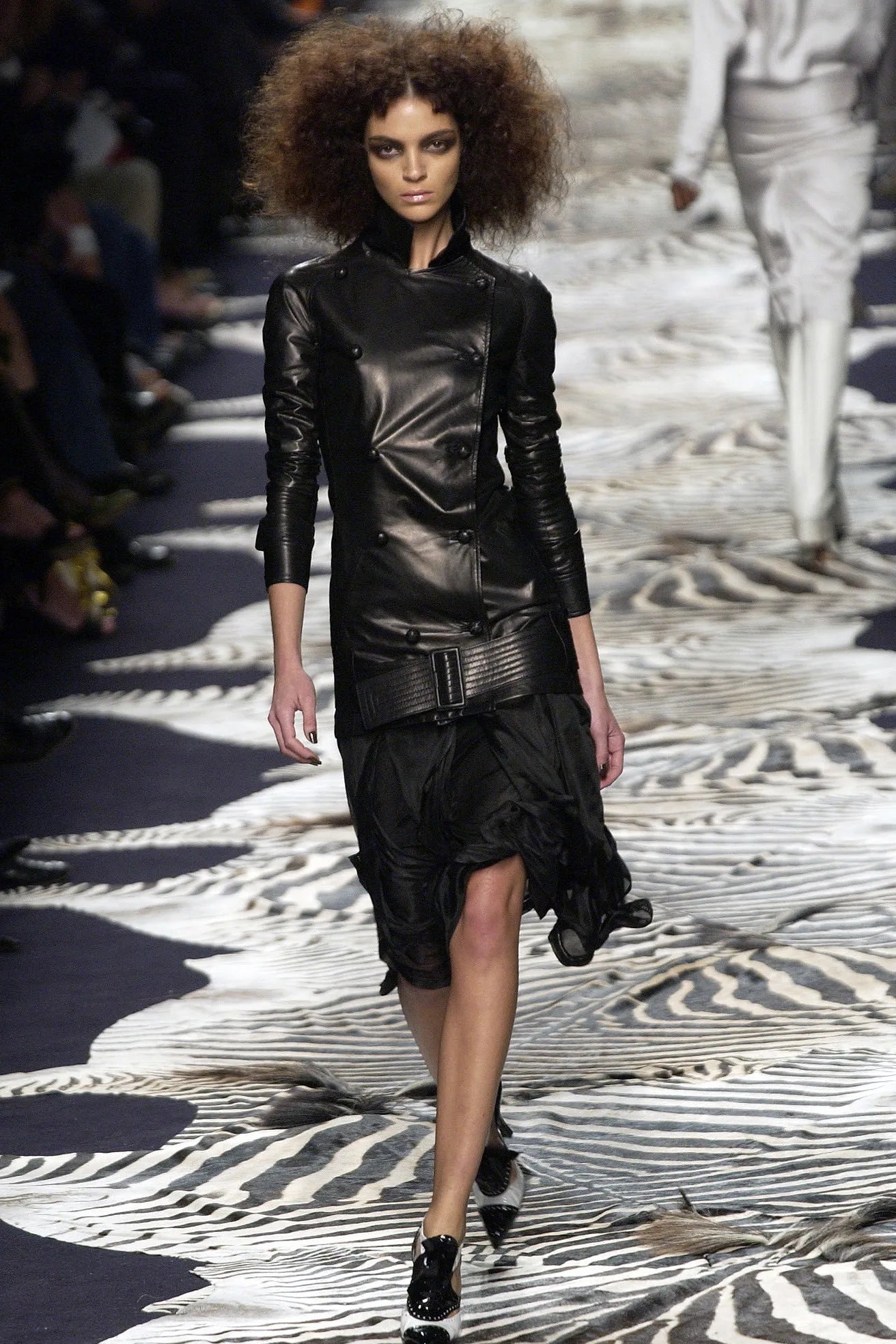Tom Ford for Yves Saint Laurent S/S 2004 Double Breasted Dropwaist Leather Jacket, runway
