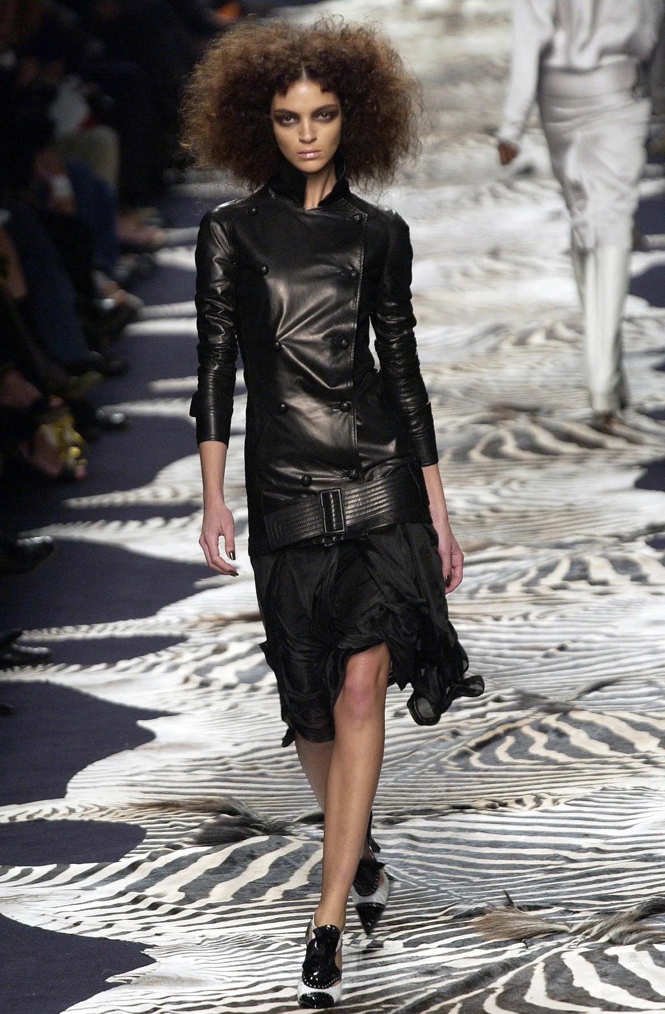 Tom Ford for Yves Saint Laurent S/S 2004 Double Breasted Dropwaist Leather Jacket, runway
