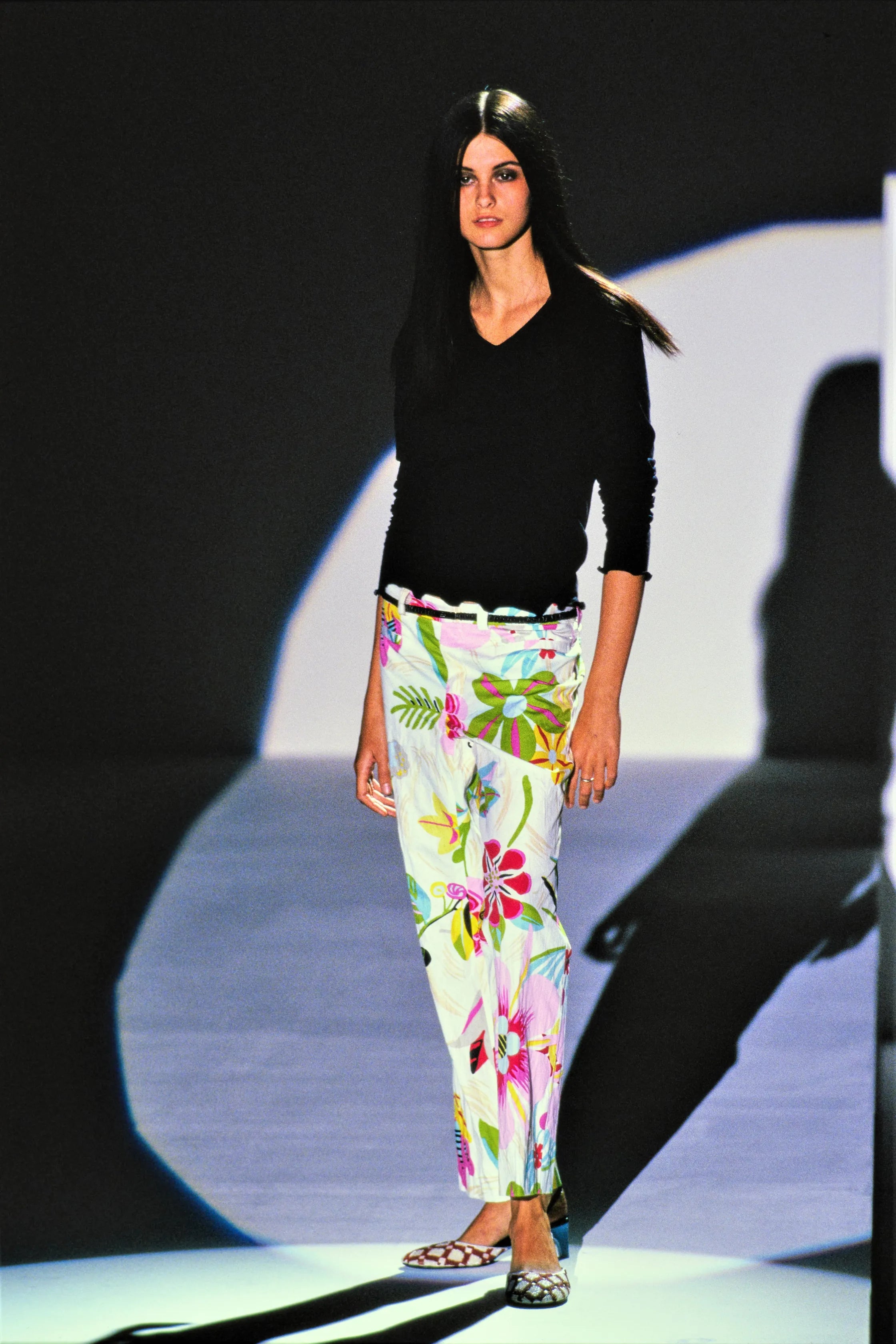 Gucci Tom Ford Era S/S 1999 White Tropical Print Pants runway