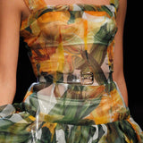 Dolce & Gabbana Spring 2012 Zucchini Blossom Printed Silk Chiffon Dress RUNWAY DETAIL 4/11