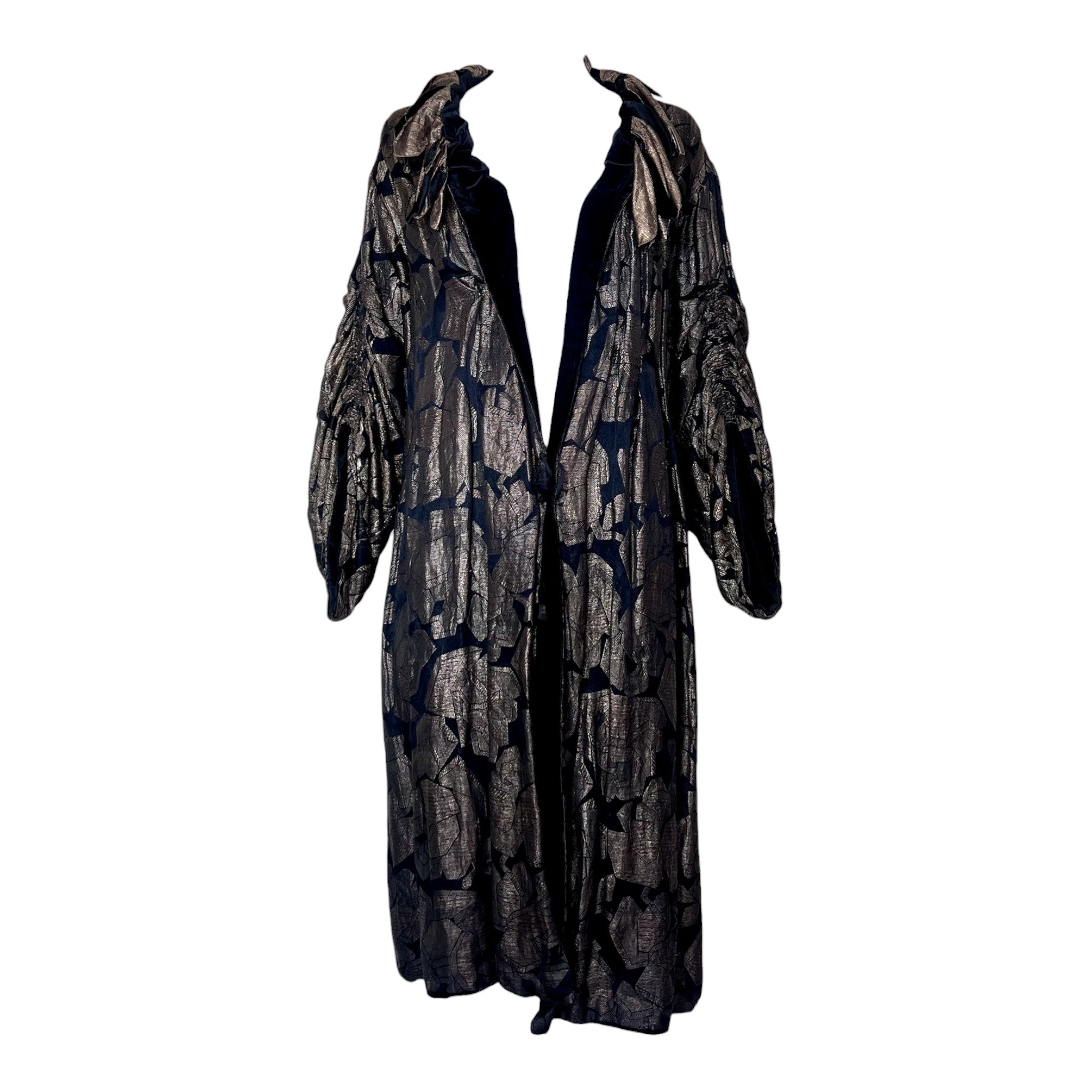 1920's Gold Lame and Black Velvet Cocoon Coat