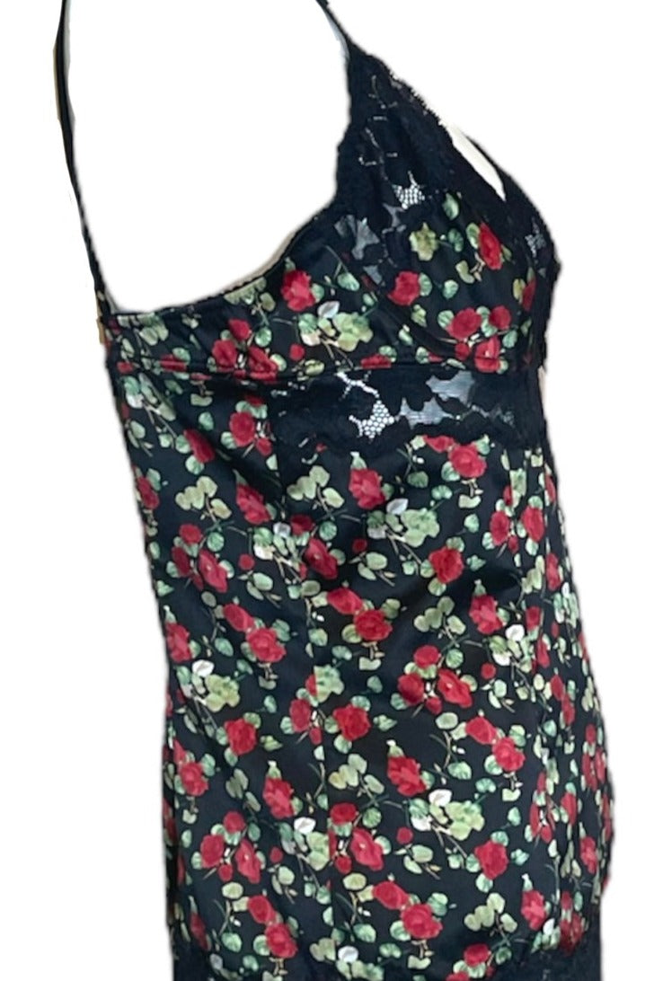Dolce & Gabbana Y2K Rose Print Camisole with Black Lace Trim SIDE 2 of 4