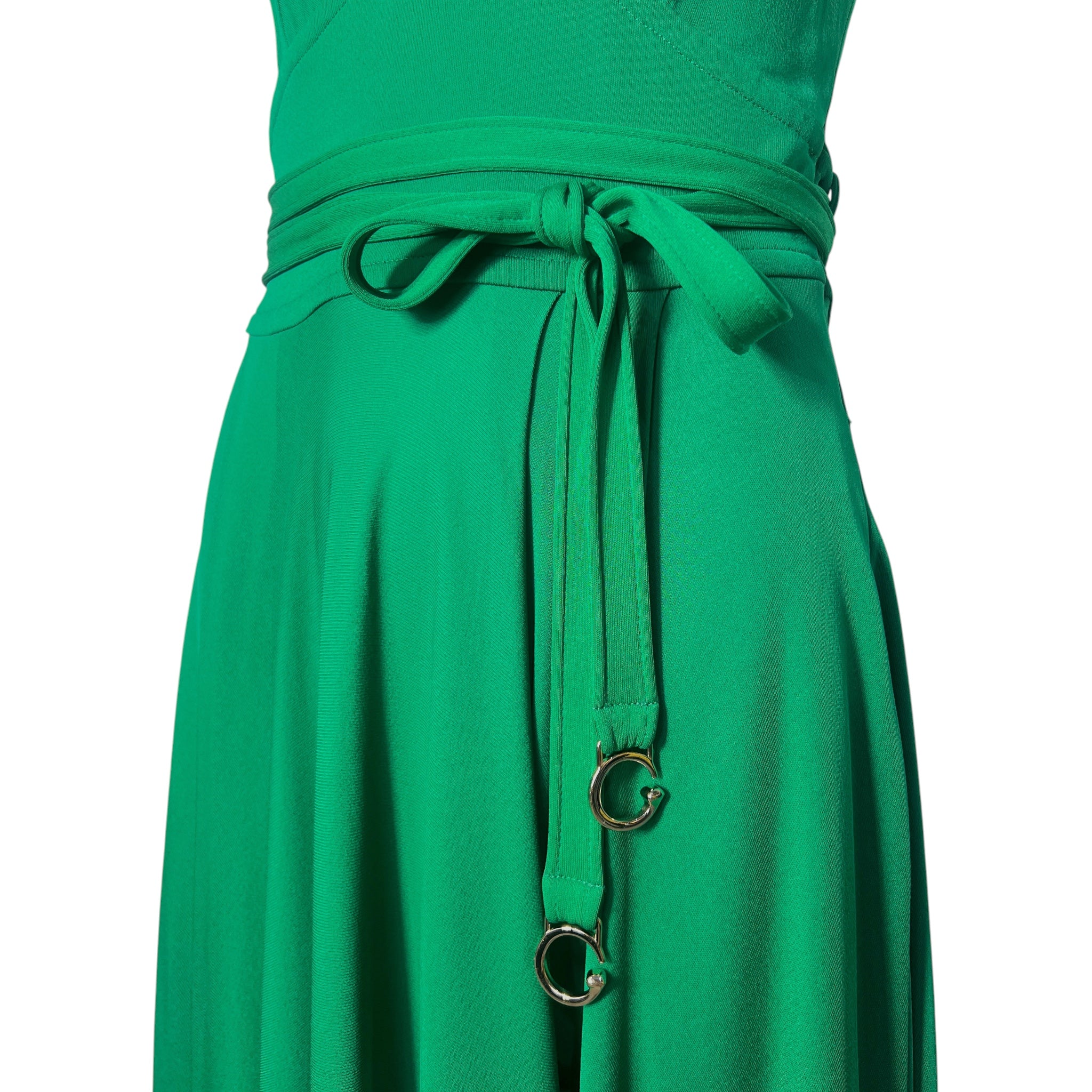 Gucci 2007 Matte Jersey Kelly Green Dress, belt detail