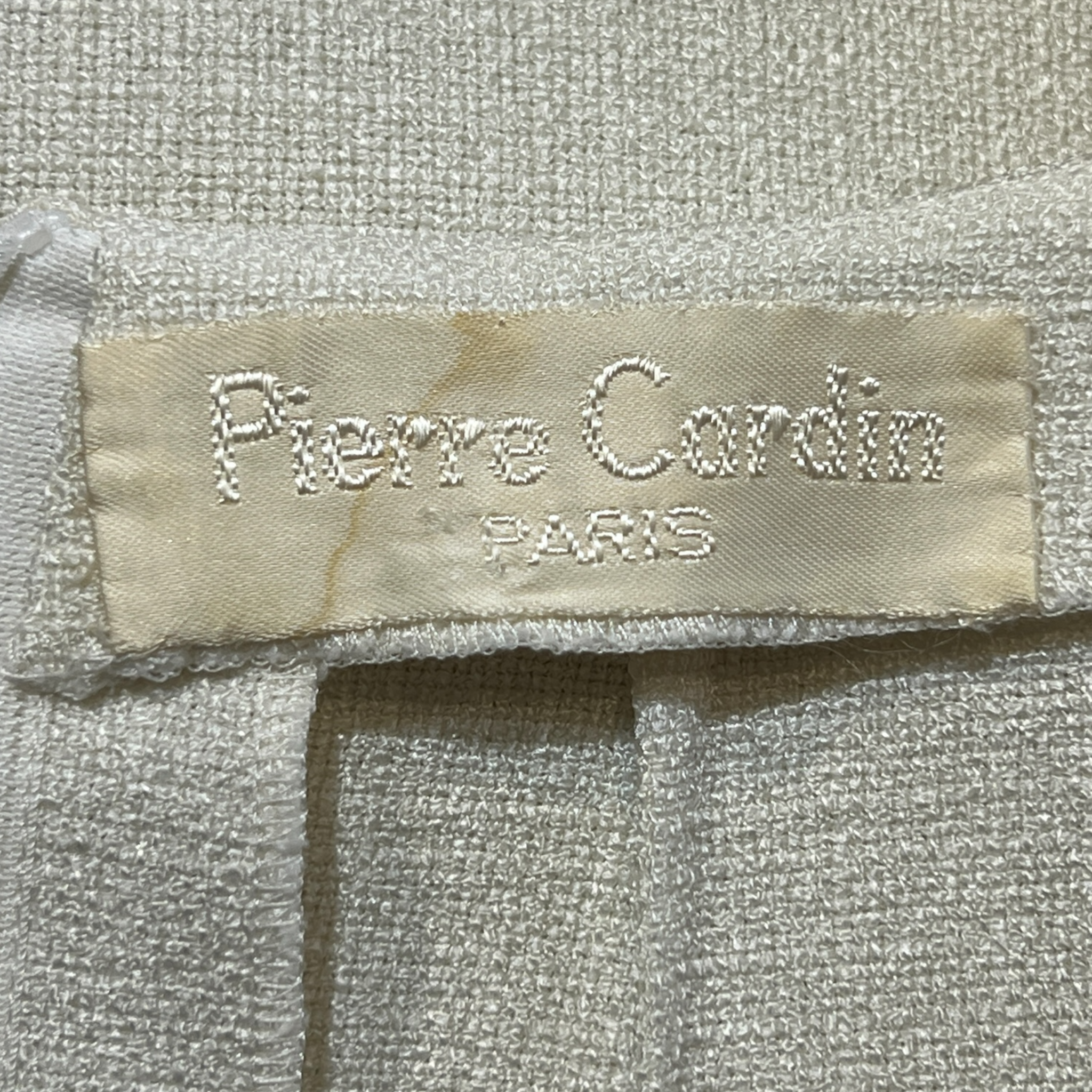 1980s Pierre Cardin Haute Couture White Mod Butterfly Shift Dress, label
