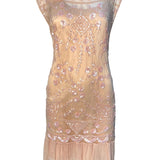 John Galliano 2000's Does '20s Blush Pink Deco Sequin Flapper Dress FRONT 1/7